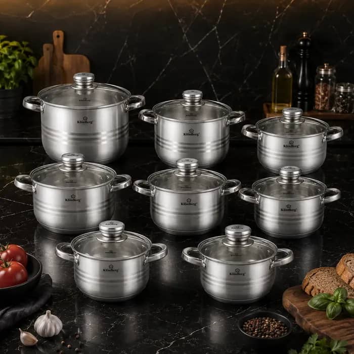 products.photoOf Stainless Steel Cookware Set 16 Pcs Premium Mirror Finish Pots with Lids KB-2513