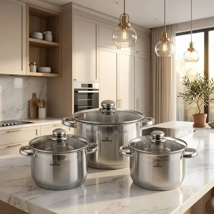 products.photoOf KlönBerg Stainless Steel Cookware Set 6-Piece – 3 Pots with Lids KB-2521
