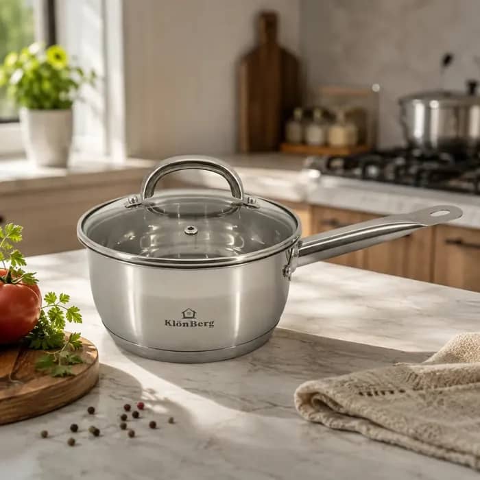 products.photoOf Stainless Steel Saucepan with Glass Lid – 16cm Induction Hob KB-3152