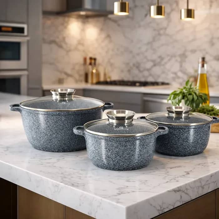 products.photoOf KlönBerg Ceramic Marble Cookware Set – Cast Aluminum Non-Stick 6 Pcs KB-3923