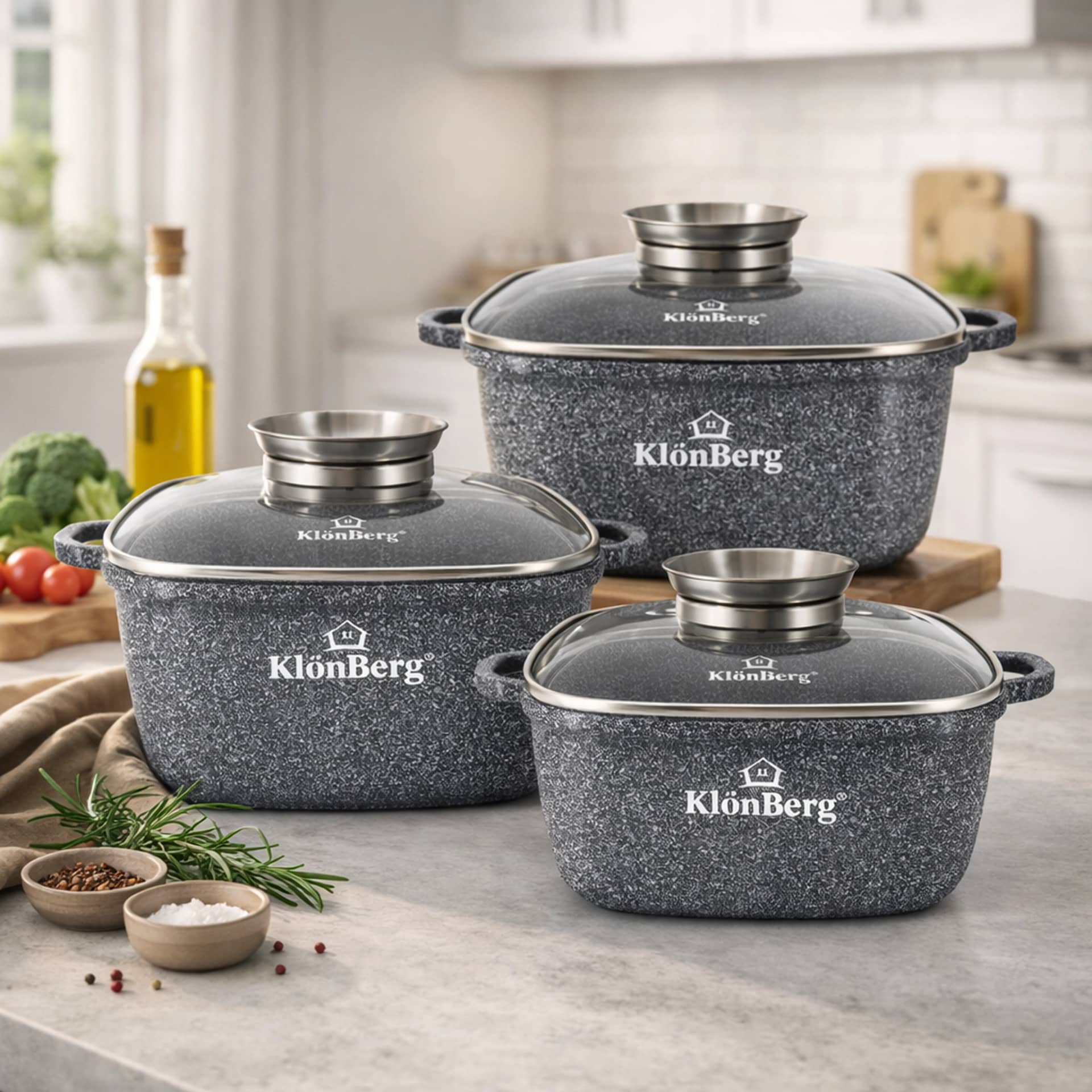 products.photoOf 6-предметний квадратний набір посуду з литого алюмінію з антипригарним покриттям для індукції KB-3940