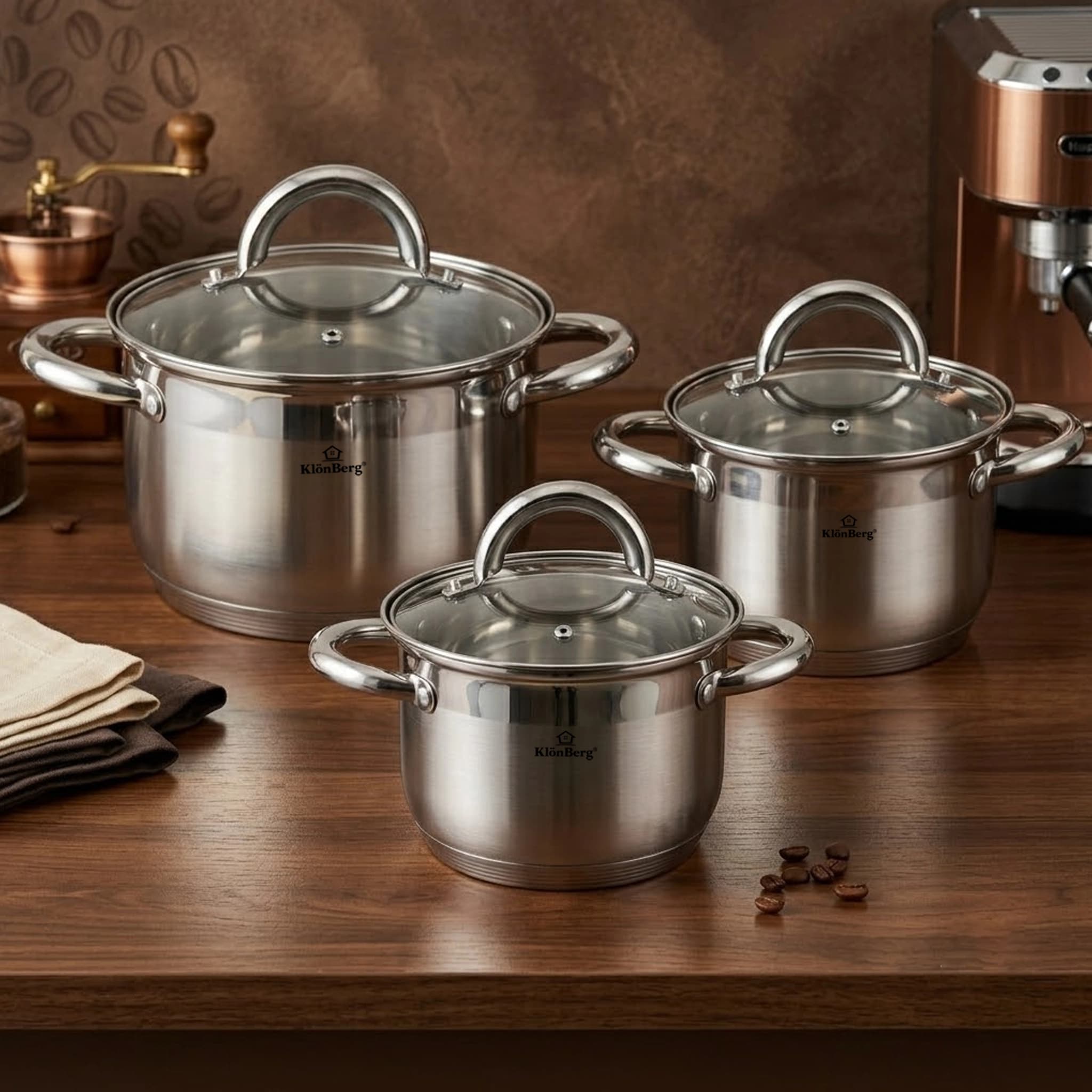 products.photoOf 6 Pcs Stainless Steel Cookware Set with 5 Ply Base & Glass Lids KB-3037