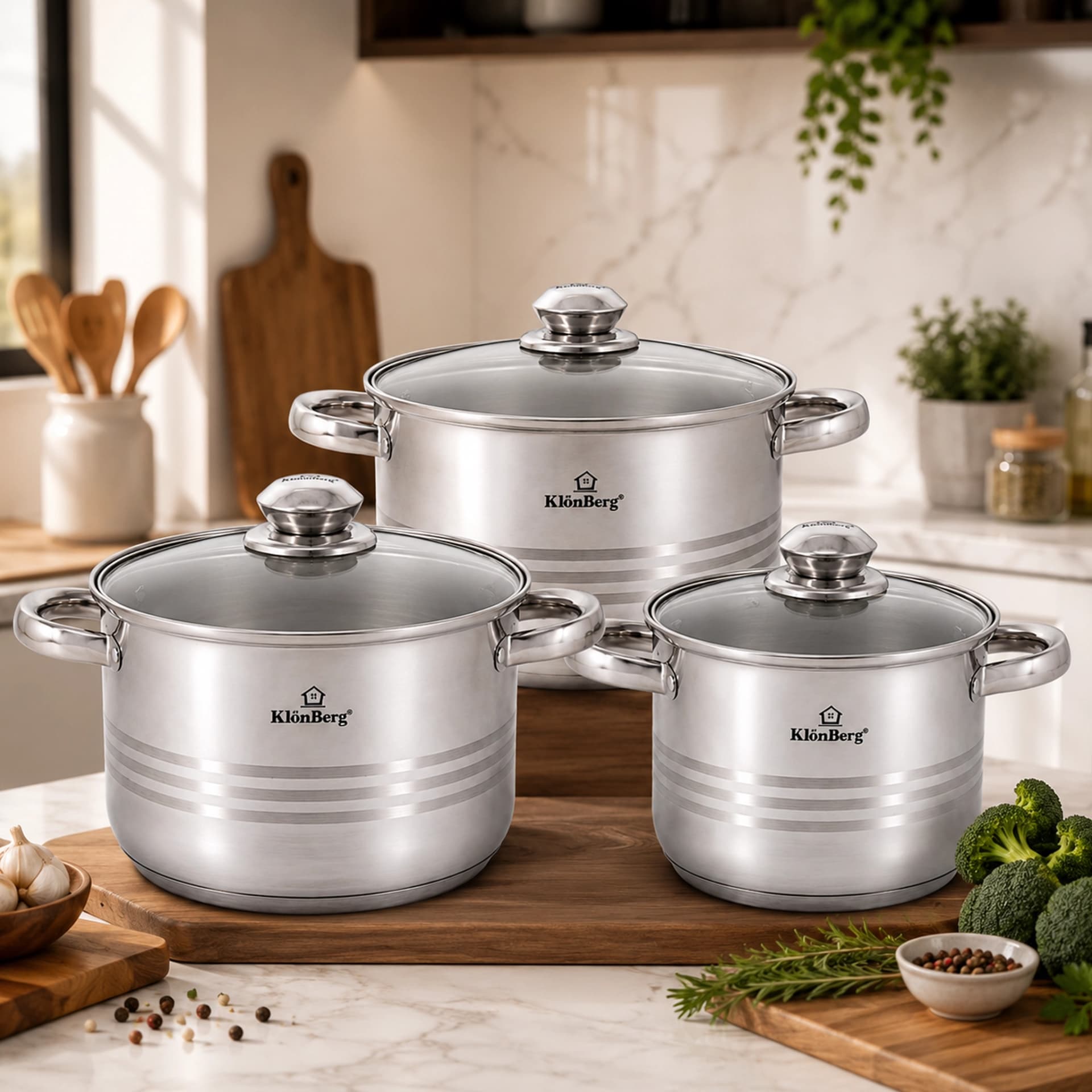 6-teiliges Edelstahl-Kochgeschirr-Set mit 9-Schicht-Boden KB-3036