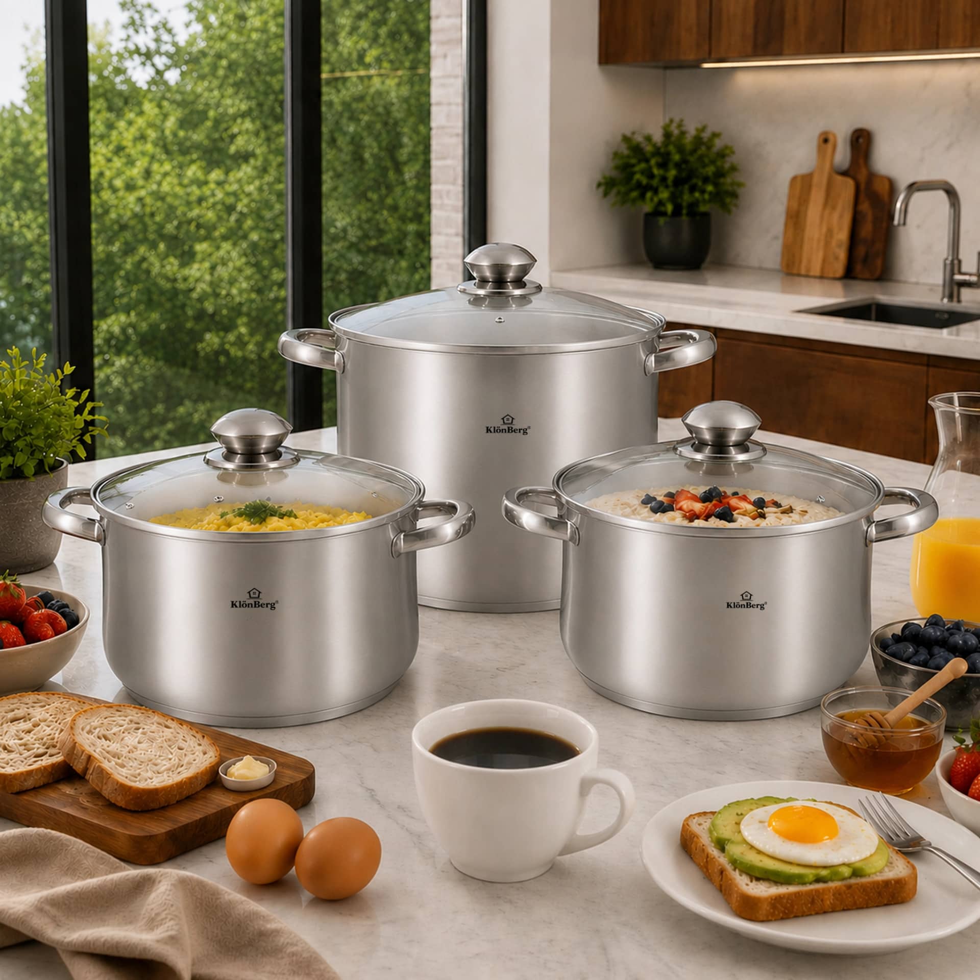 products.photoOf Комплект тенджери от неръждаема стомана 6 части с 5-слойно дъно | KB-2523
