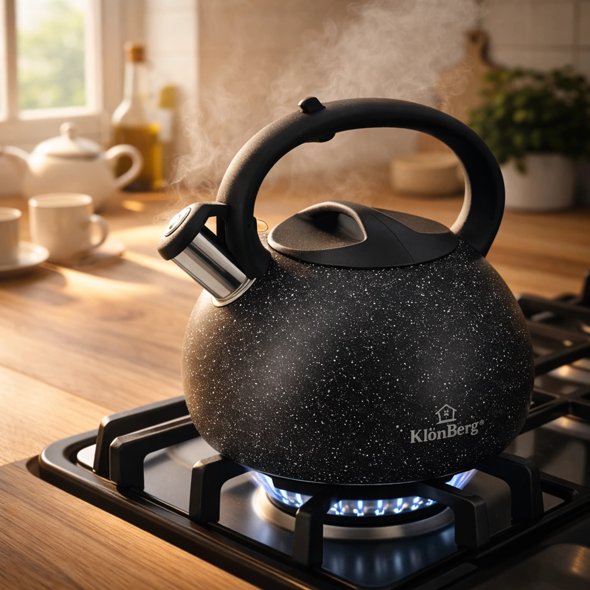 products.photoOf Whistling Kettle 3L Stainless Steel Black Marble Coating Induction KB-6605