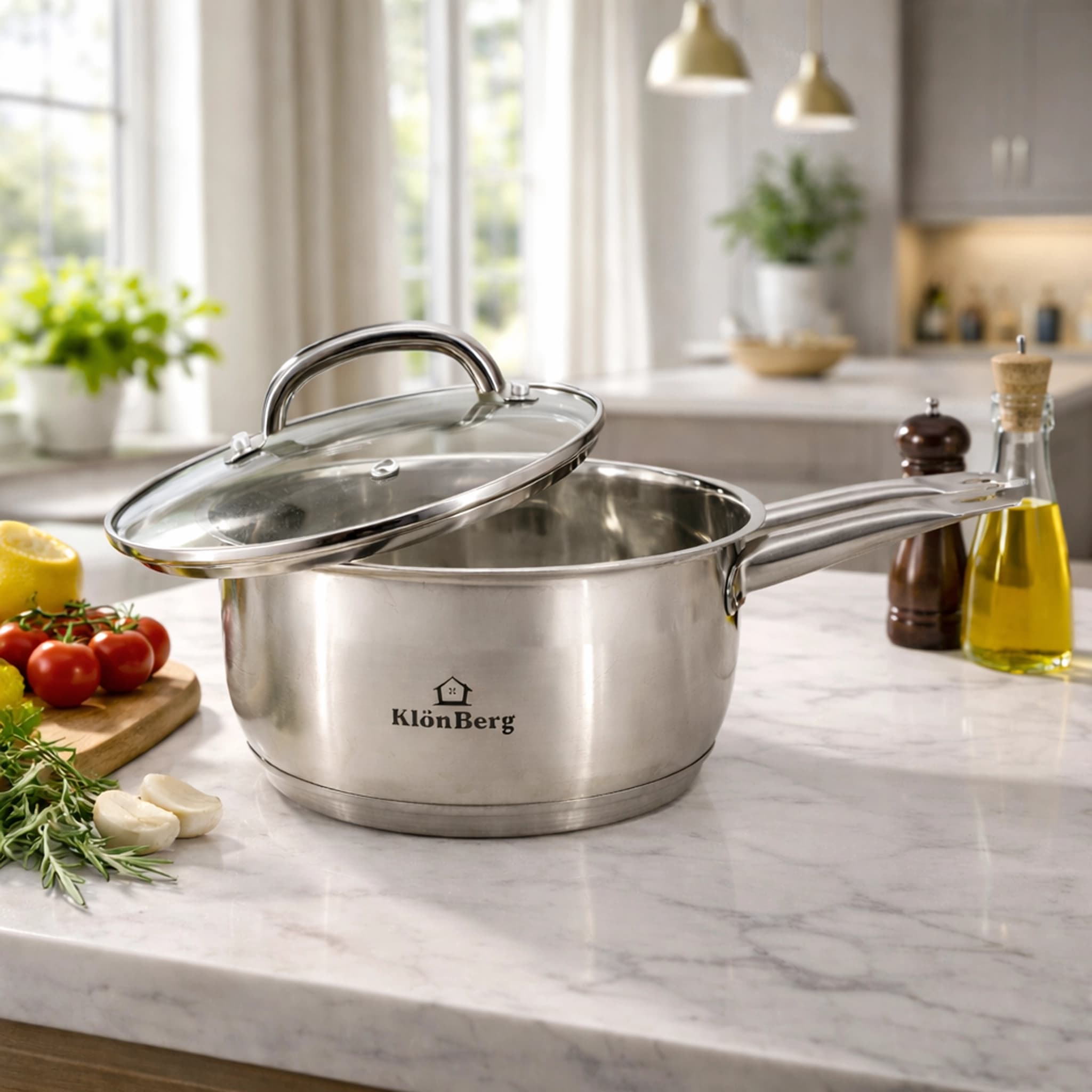 products.photoOf Stainless Steel Saucepan with Glass Lid – 16cm Induction Hob KB-3152