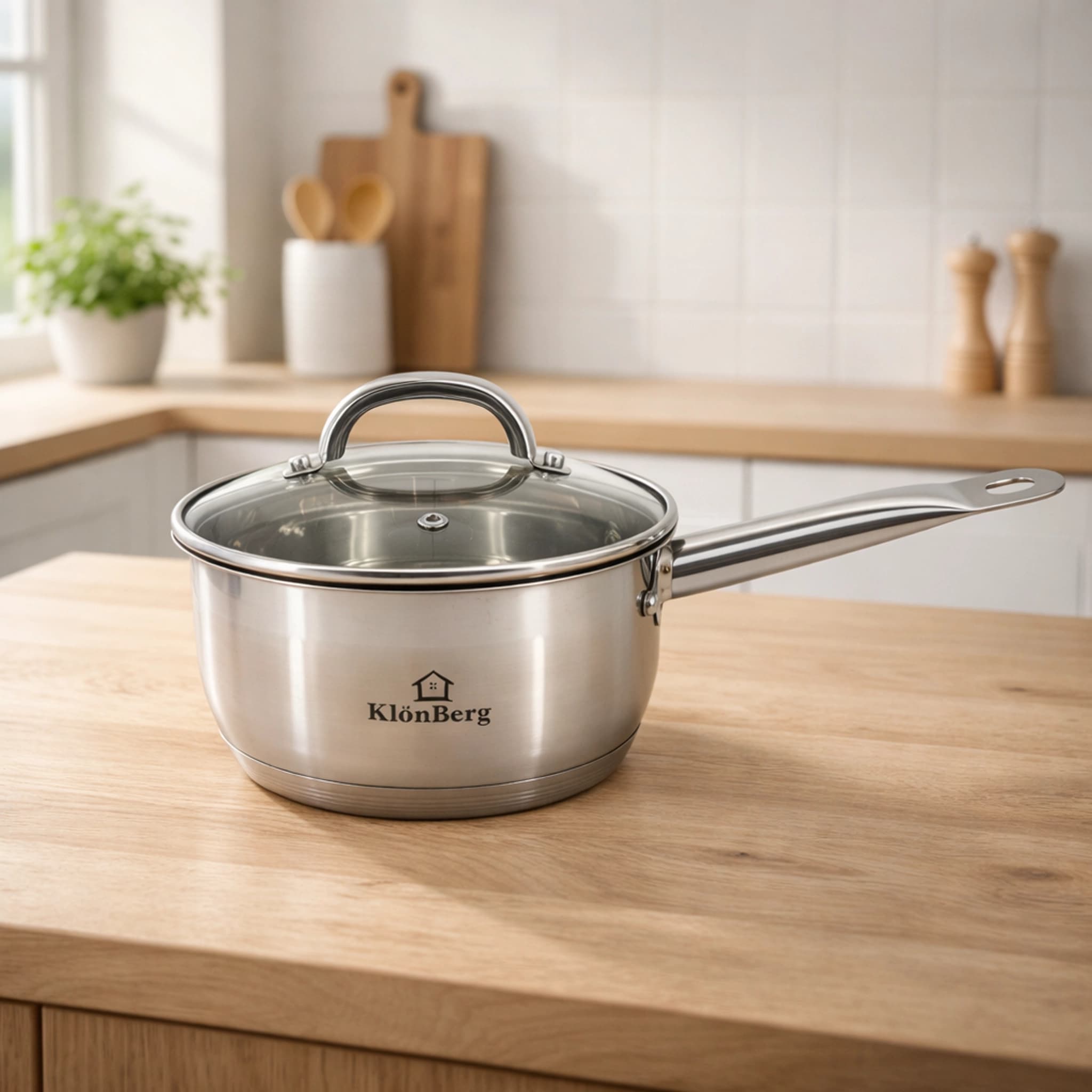 products.photoOf Stainless Steel Saucepan with Glass Lid - 18cm Induction Hob KB-3153