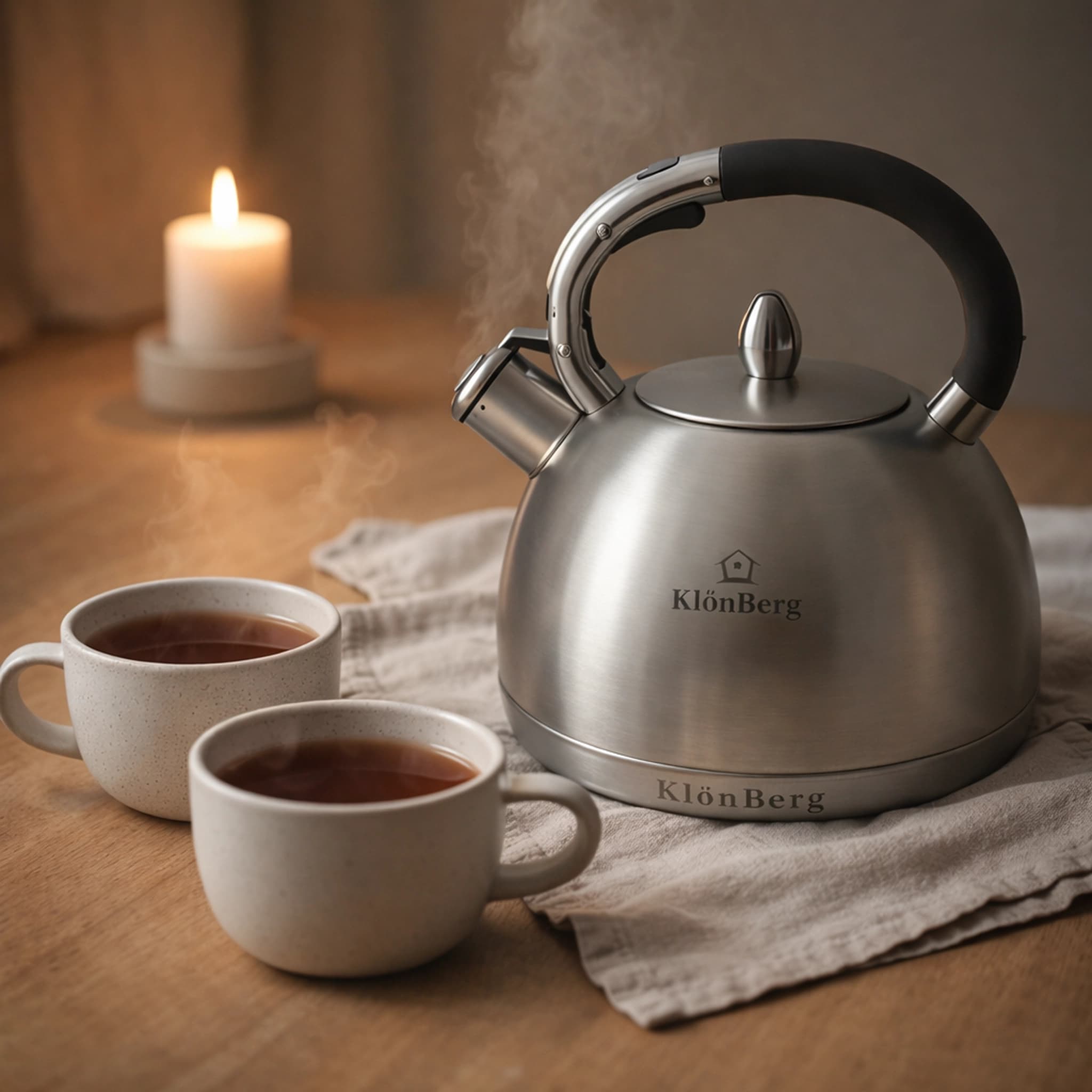 products.photoOf Stainless Steel Whistling Kettle 3L Silver for Induction with Soft Handle KB-6606