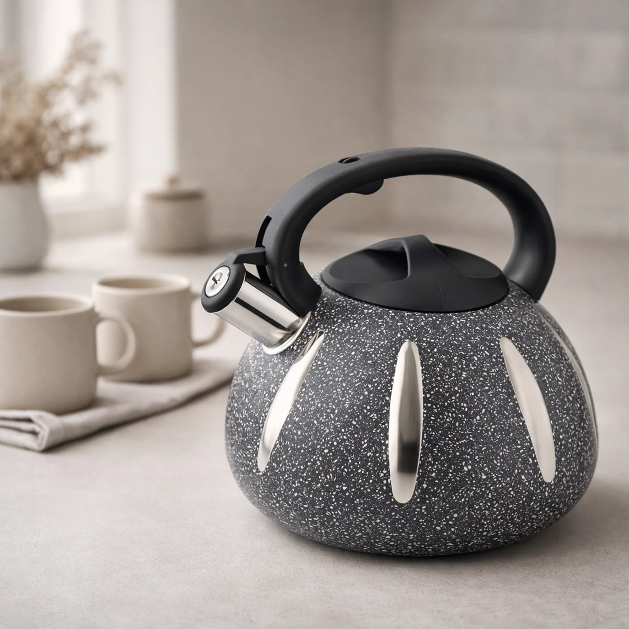 products.photoOf Stainless Steel Kettle Automatic Whistling Granite Grey For Induction KB-6617