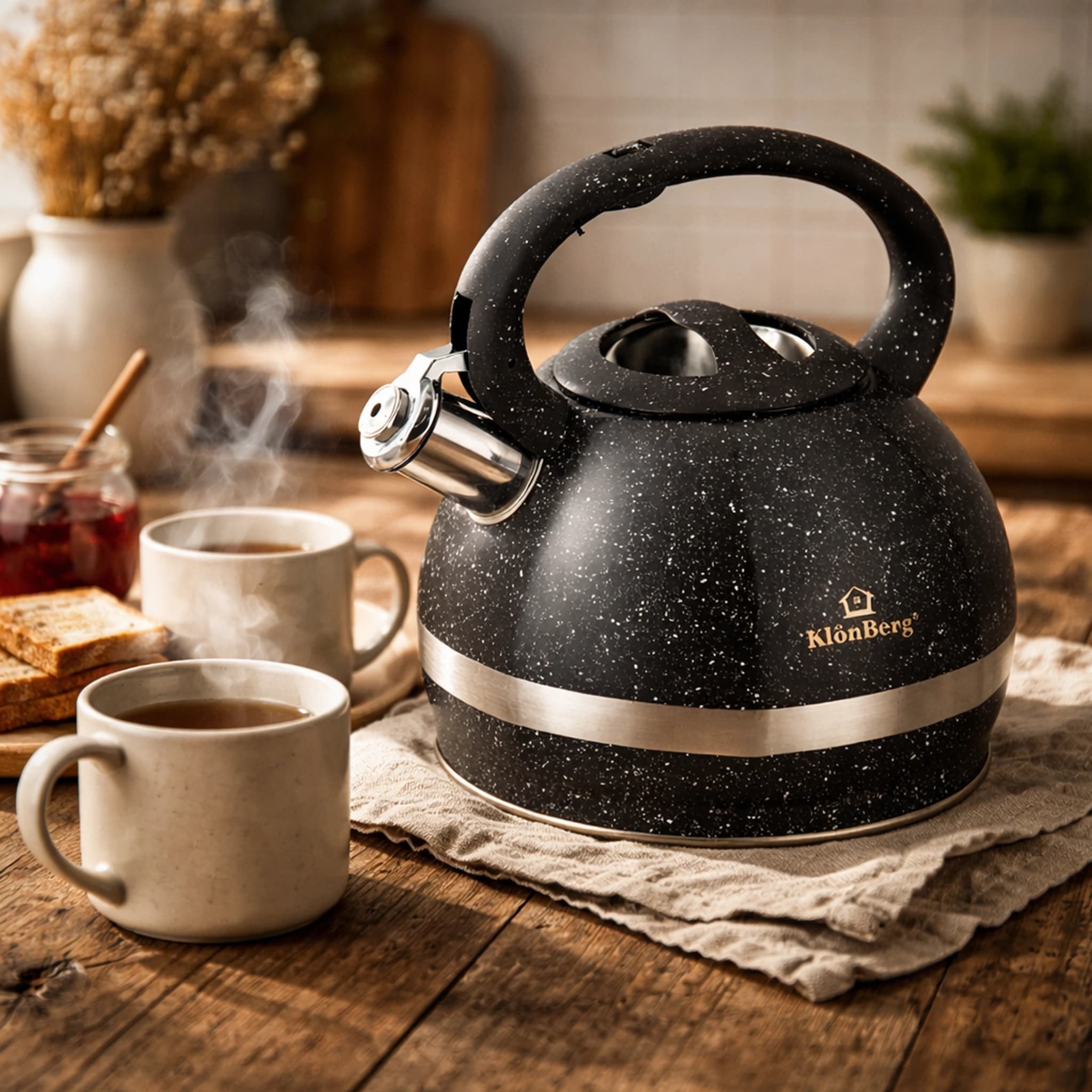products.photoOf Whistling Kettle 3L Stainless Steel Black Granite For Induction KB-6621