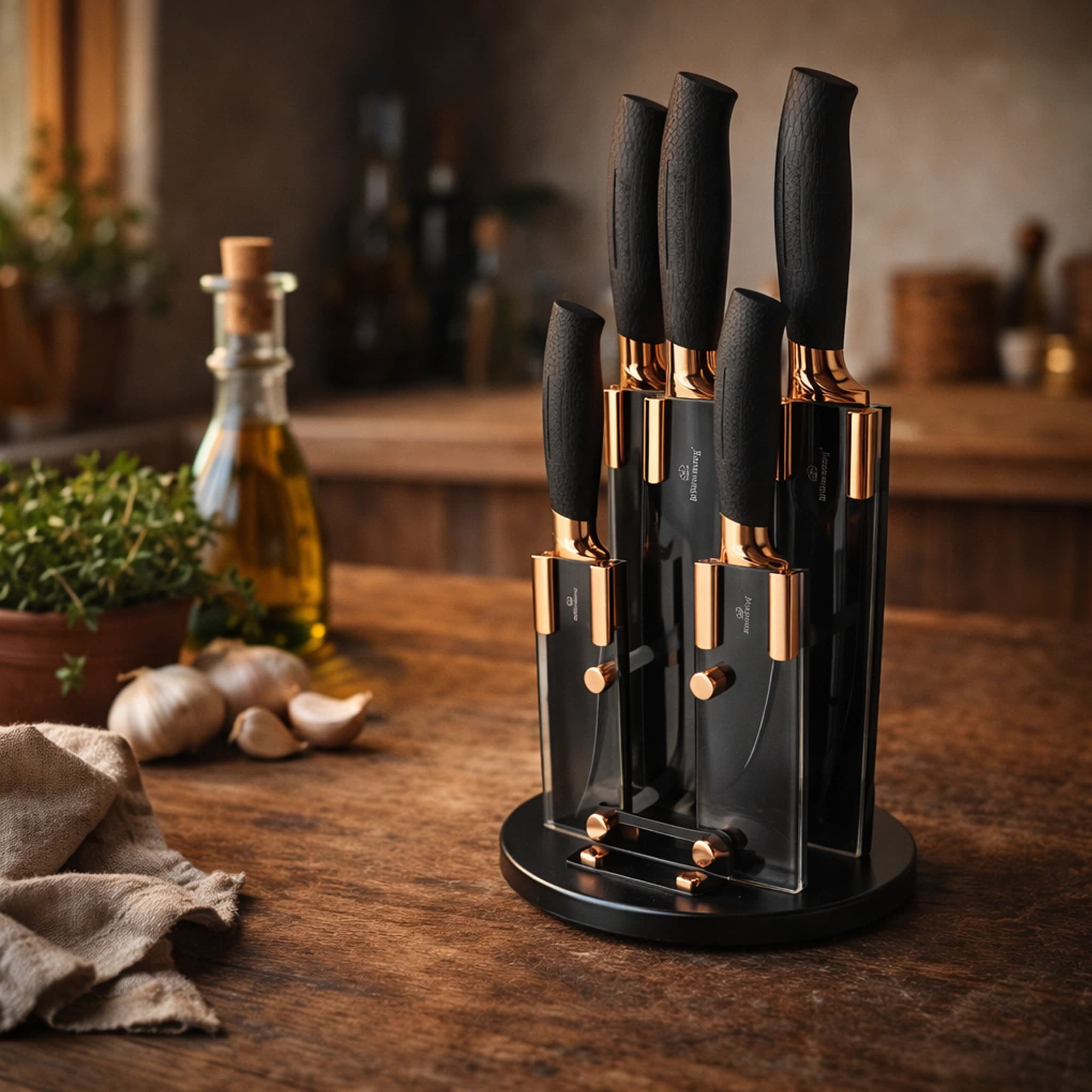 products.photoOf Stainless Steel Kitchen Knife Set 6-Piece with Rotating Acrylic Stand KB-3204