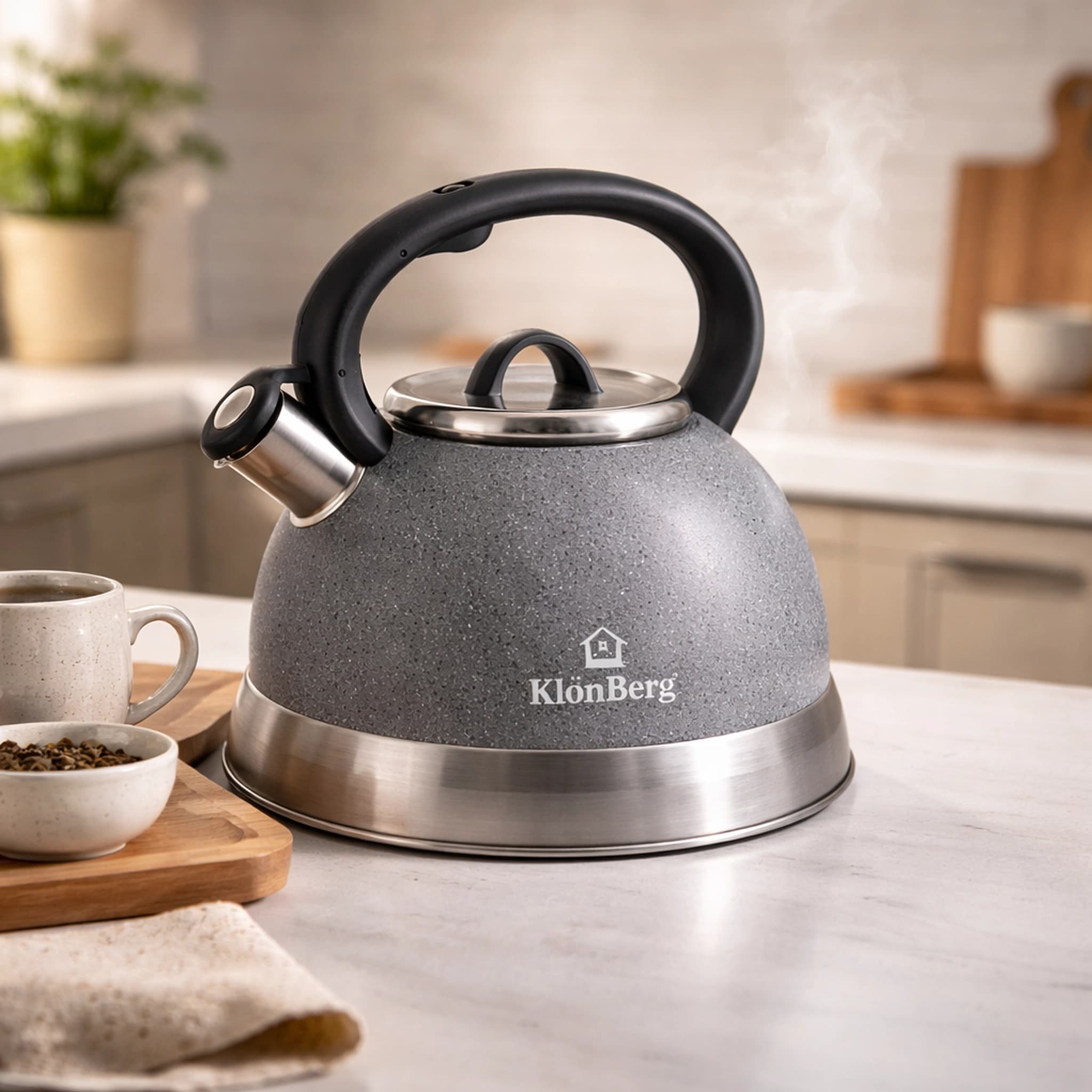 products.photoOf Stainless Steel Whistling Kettle 3L Marble Grey Klonberg KB-1011