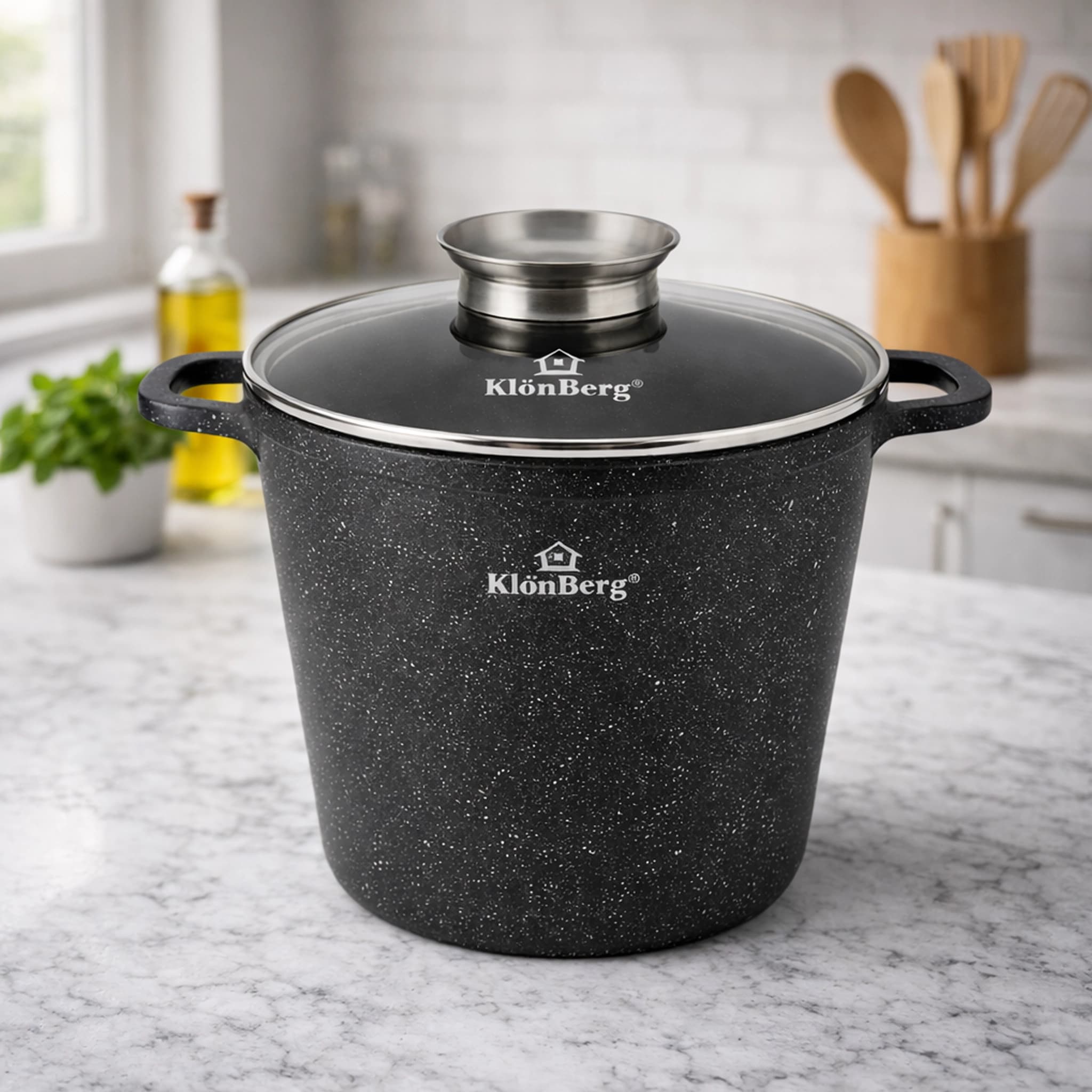 products.photoOf Cast Aluminum Pot 4L Ceramic Marble Coat Black Marble KB-4066