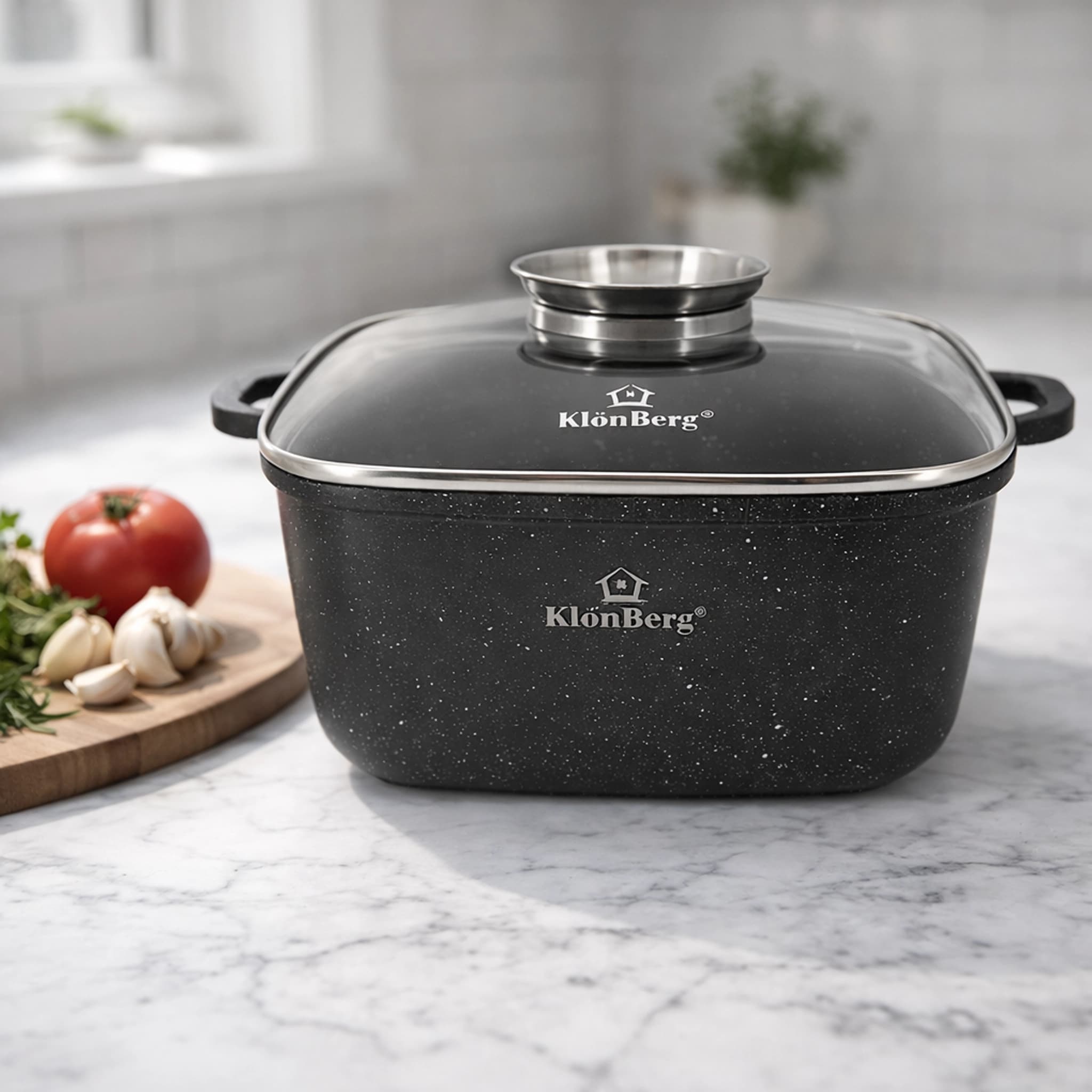 products.photoOf Square Pot 26cm 6.7L Ceramic Non-Stick with Glass Lid for Induction KB-4015