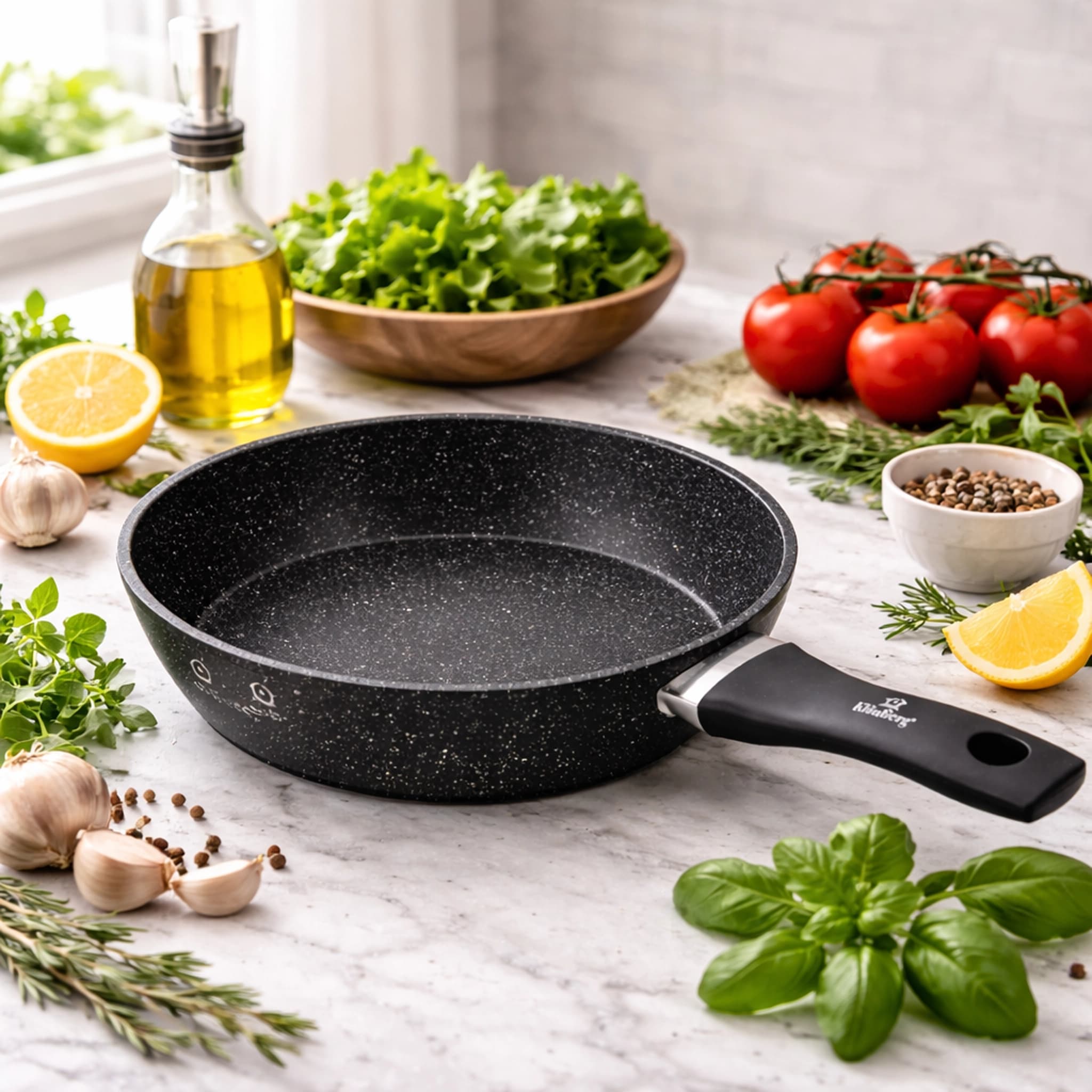 products.photoOf Non-Stick Frying Pan 28 Cm Marble Coating Black KB-8607