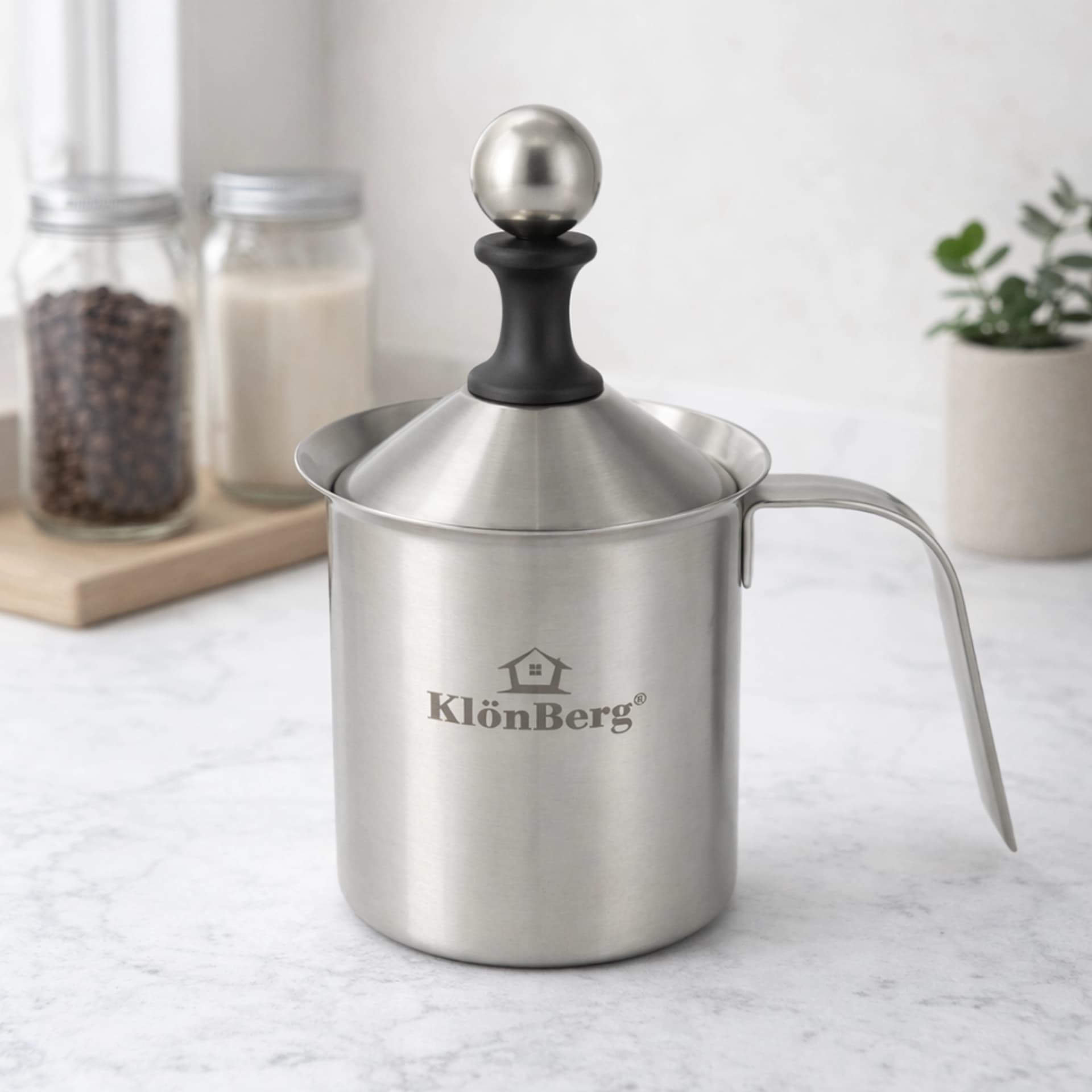 products.photoOf Milk Frother 400ml Stainless Steel Manual Beater – Induction Compatible KB-1320