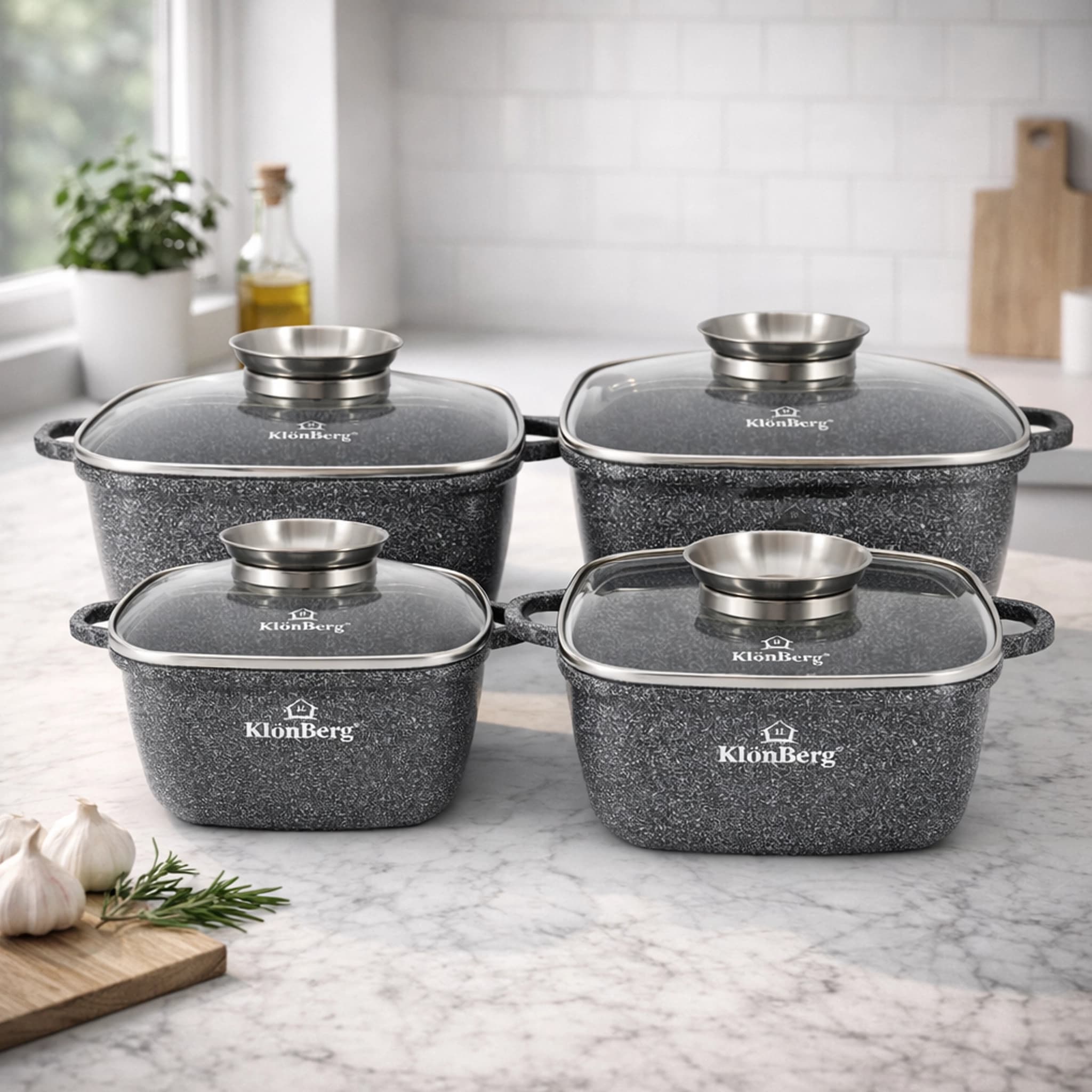 products.photoOf KlonBerg 8-Piece Square Cast Aluminum Nonstick Cookware Set KB-3958