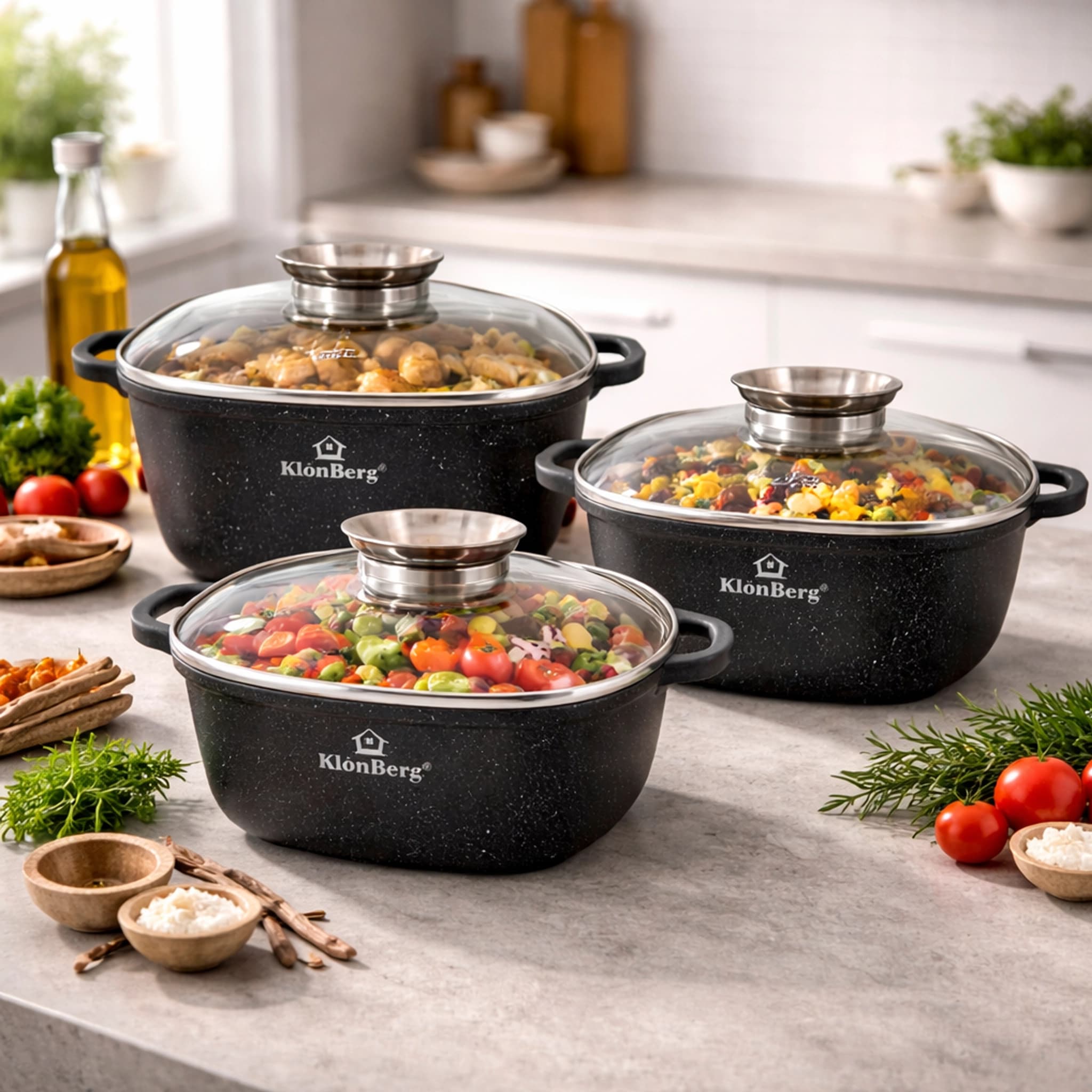 products.photoOf Cast Aluminum Nonstick Square Cookware Set 6-Pcs for Induction KB-4040