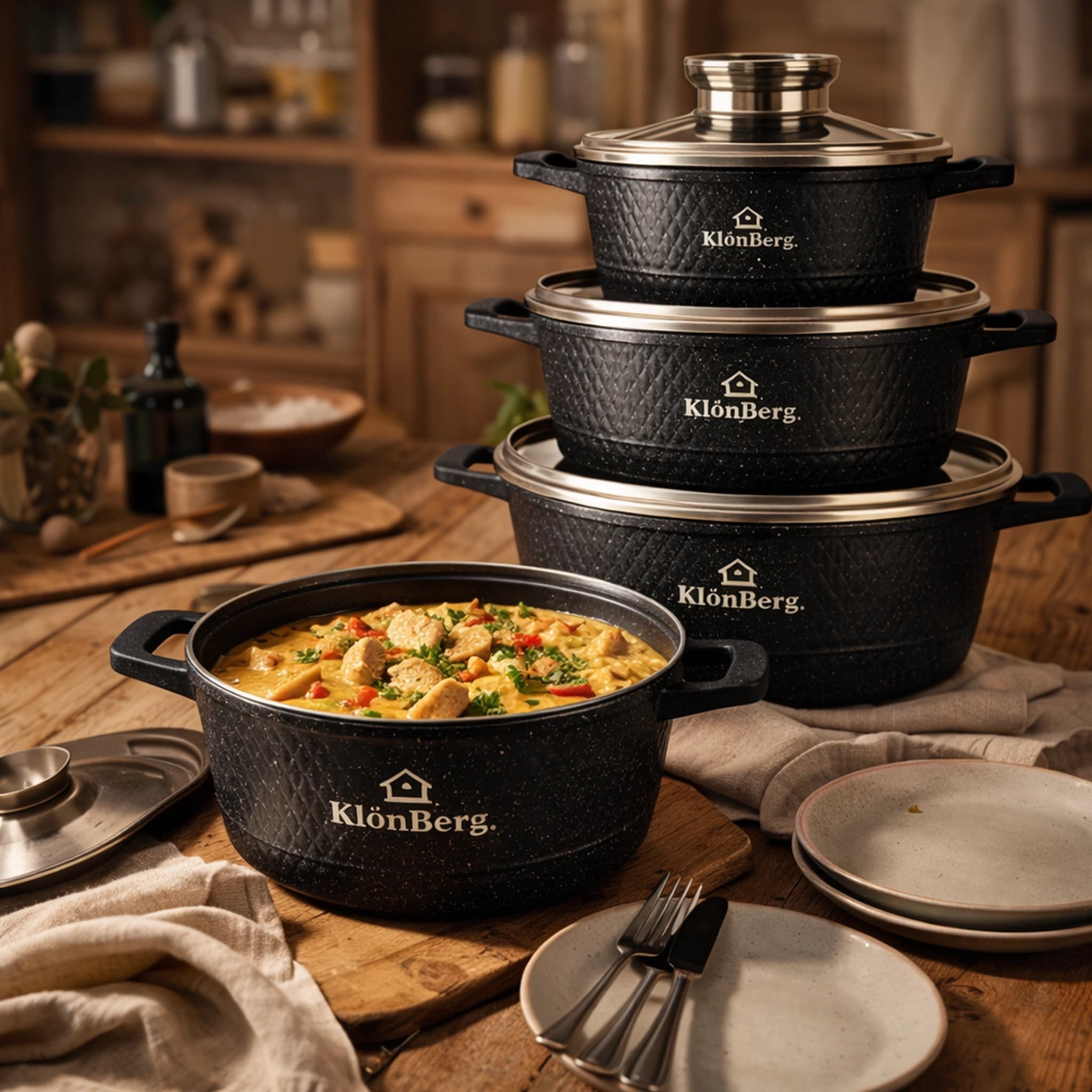 products.photoOf Cast Aluminum Nonstick Cookware Set 8 Pcs Ceramic Marble Induction KB-3841