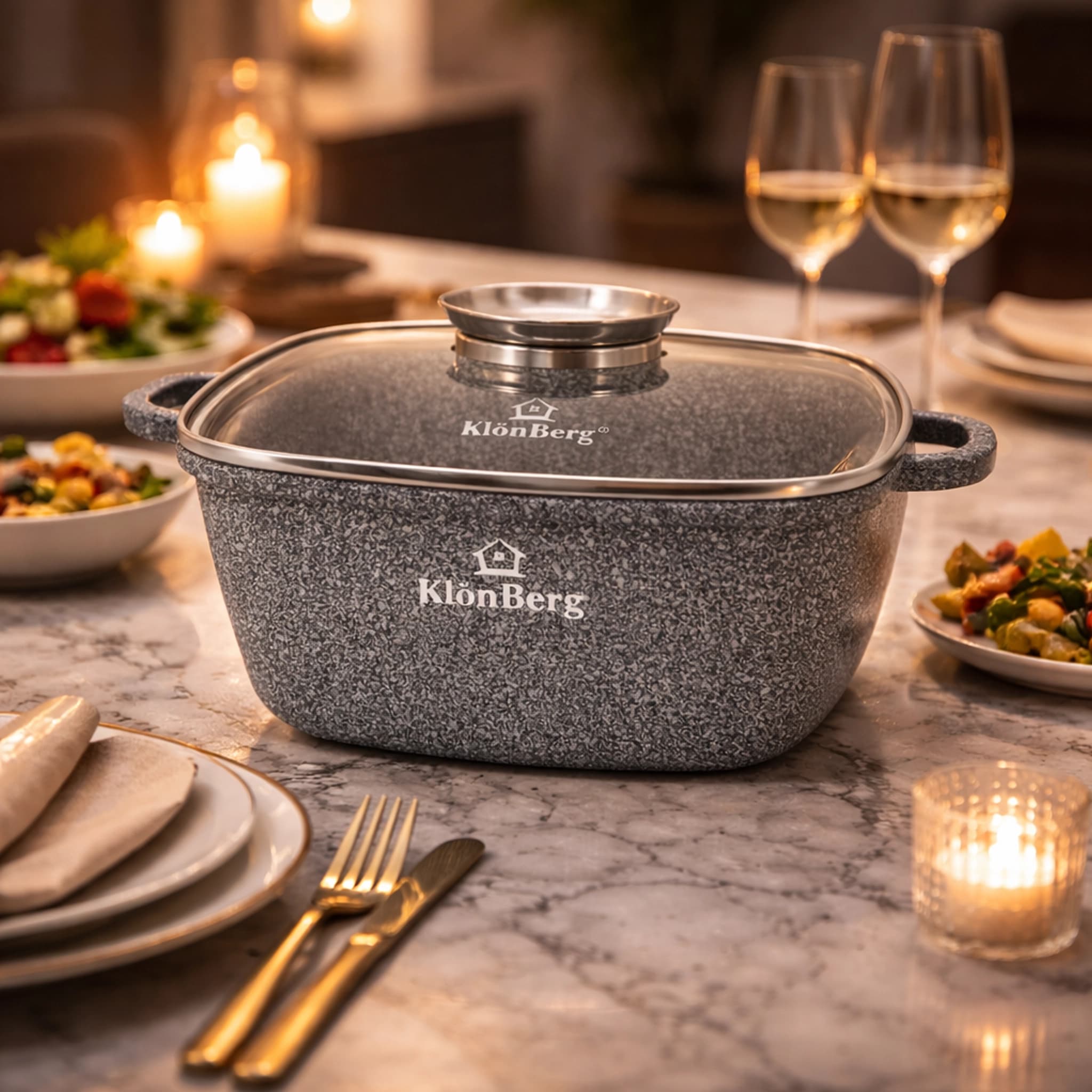 products.photoOf Klonberg Square Pot 22cm 4.0L Non-Stick with Glass Lid KB-3912