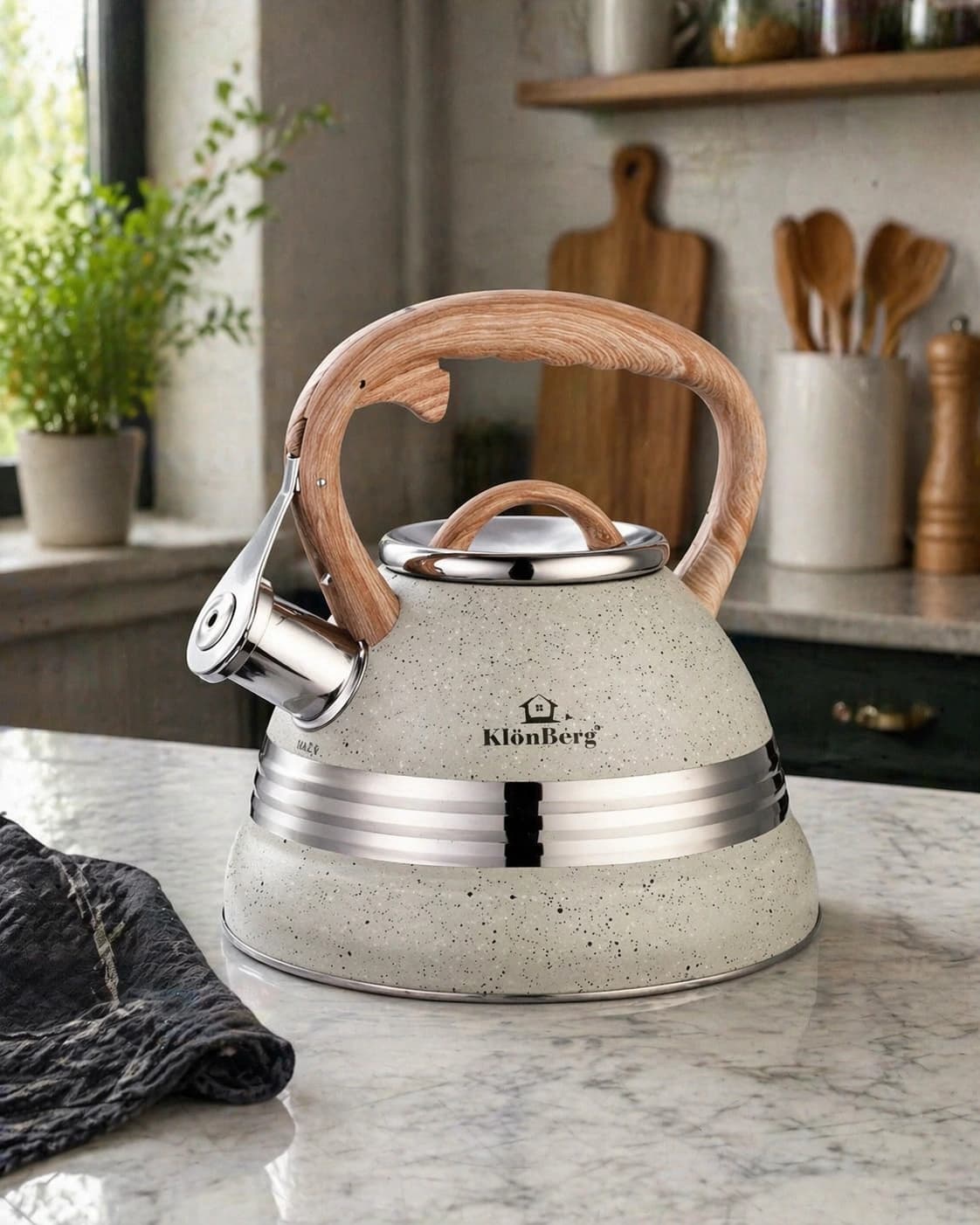 products.photoOf Stainless Steel 3.0L Whistling Tea Kettle with Marble Coating KB-6645