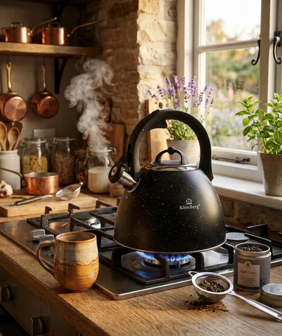 products.photoOf Whistling Kettle 3L Stainless Steel with Marble Coating KB-6614
