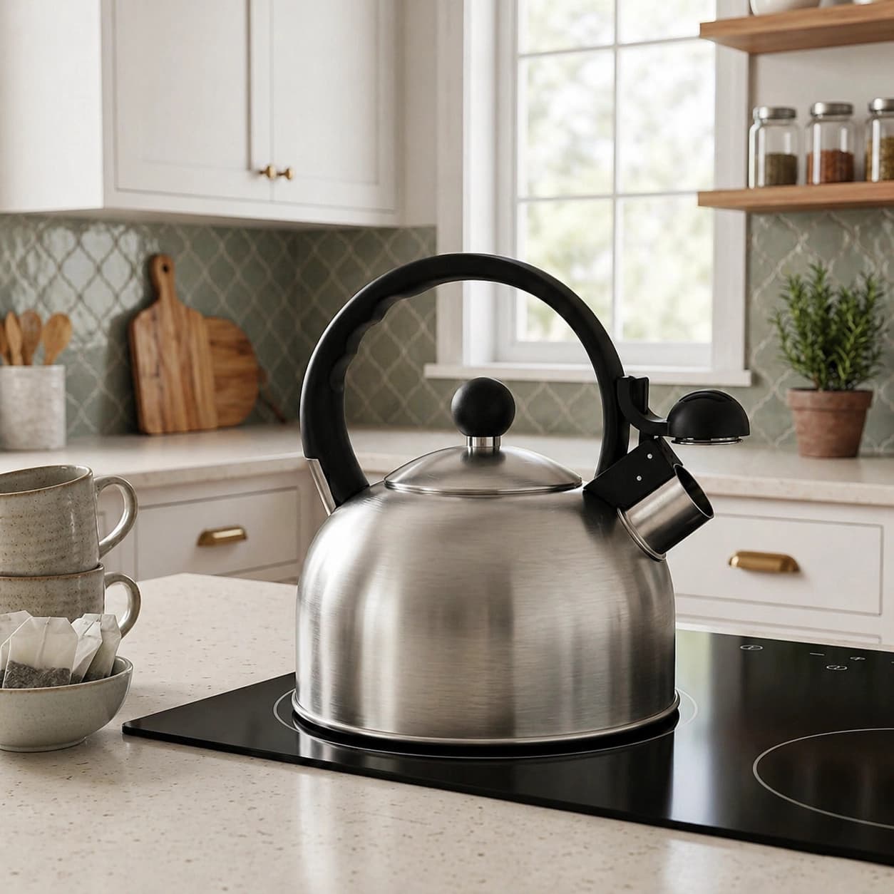 products.photoOf Stainless Steel Whistling Tea Kettle 1.5L Induction Compatible KB-1005