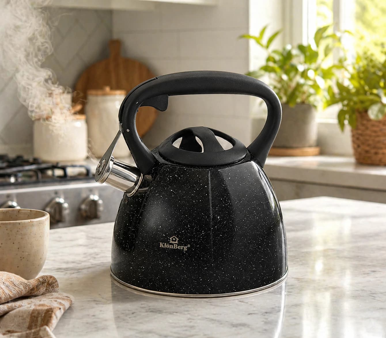 products.photoOf Whistling Kettle 3.0L Stainless Steel with Black Marble Coating KB-6635
