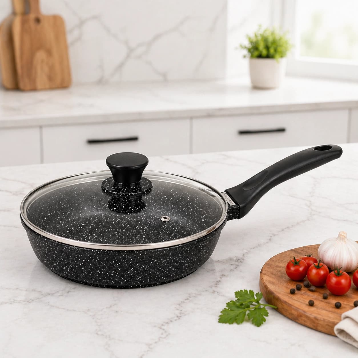 products.photoOf Marble Non-Stick Frying Pan 20cm with Lid Induction KB-8612 KlonBerg