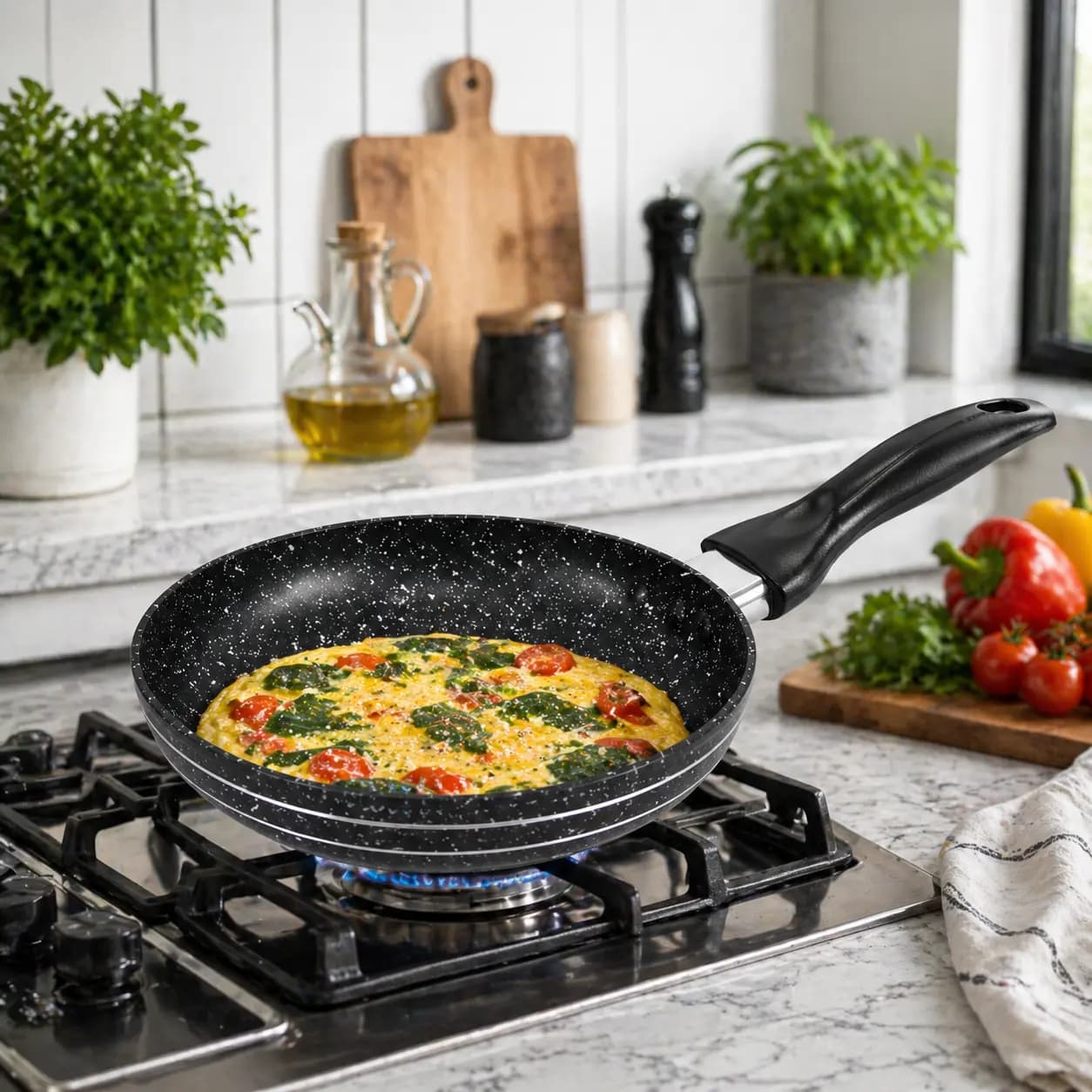 products.photoOf Frying Pan 16cm Marble Non-Stick Coating Pressed Aluminum Induction Compatible KB-8801