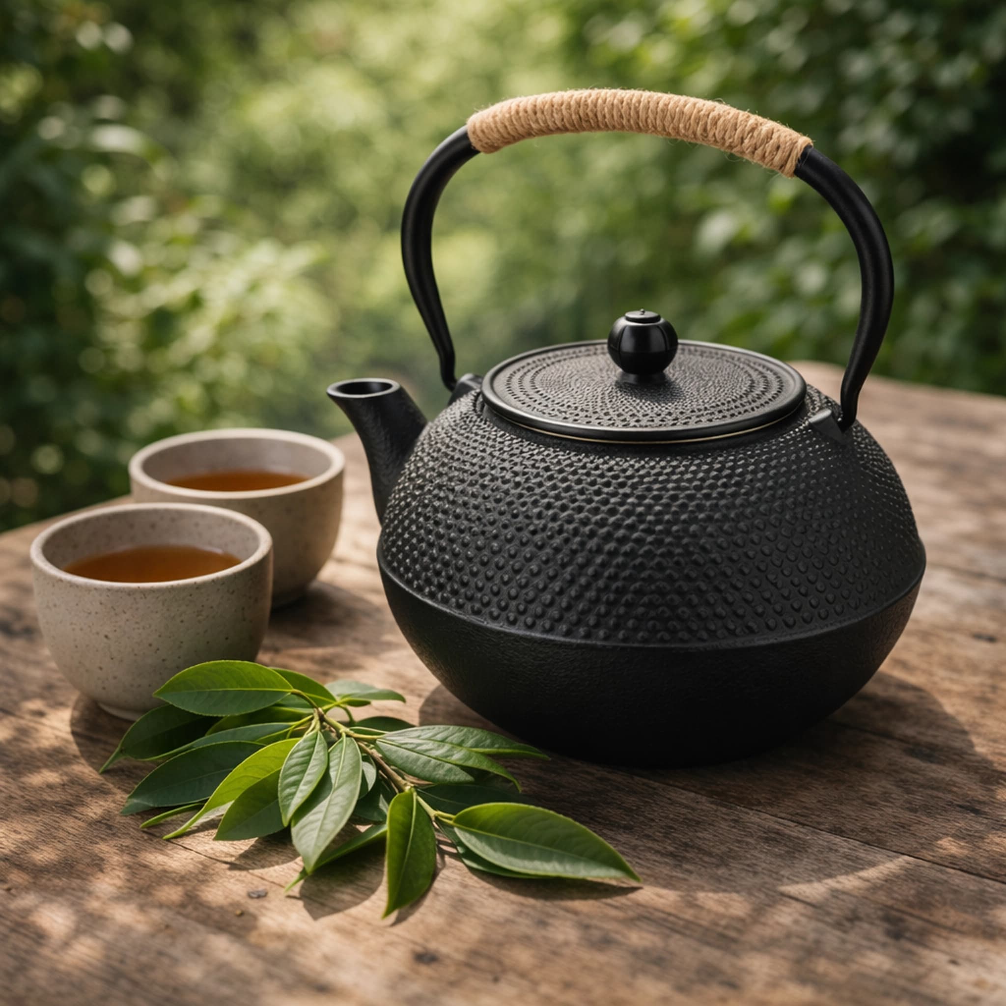 products.photoOf Cast Iron Teapot Japanese Style Black with Infuser and Lid OSR-297