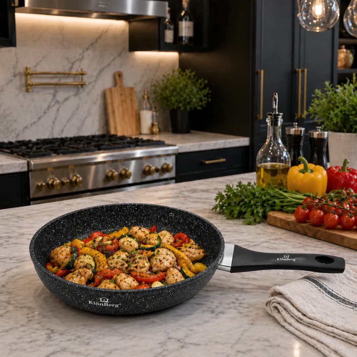 products.photoOf Frying Pan 24cm Non-Stick Marble Coating 2.2L Induction Compatible KB-8605