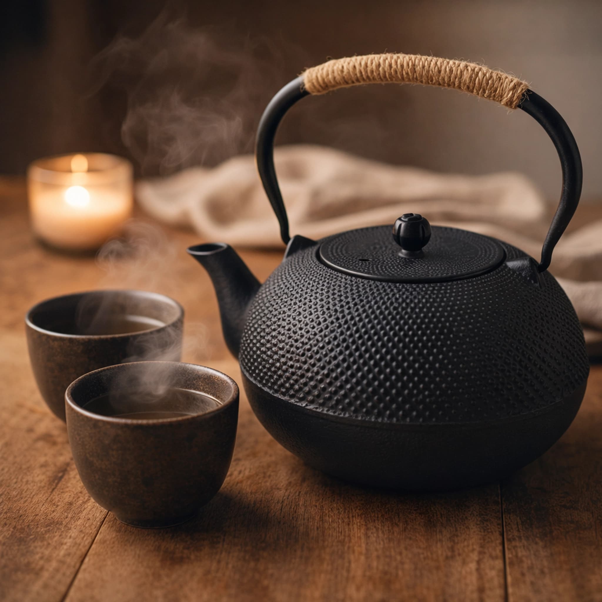 products.photoOf Large Cast Iron Teapot Japanese Style Black with Infuser and Lid OSR-298