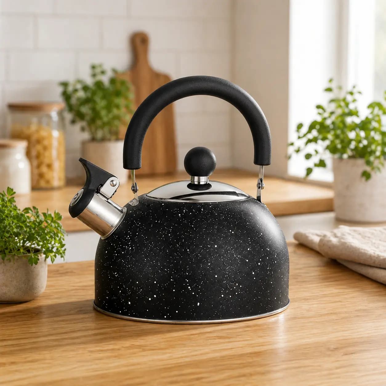 products.photoOf KlonBerg Black Stainless Steel Whistling Kettle 2.0L Induction Tea Kettle KB-1012