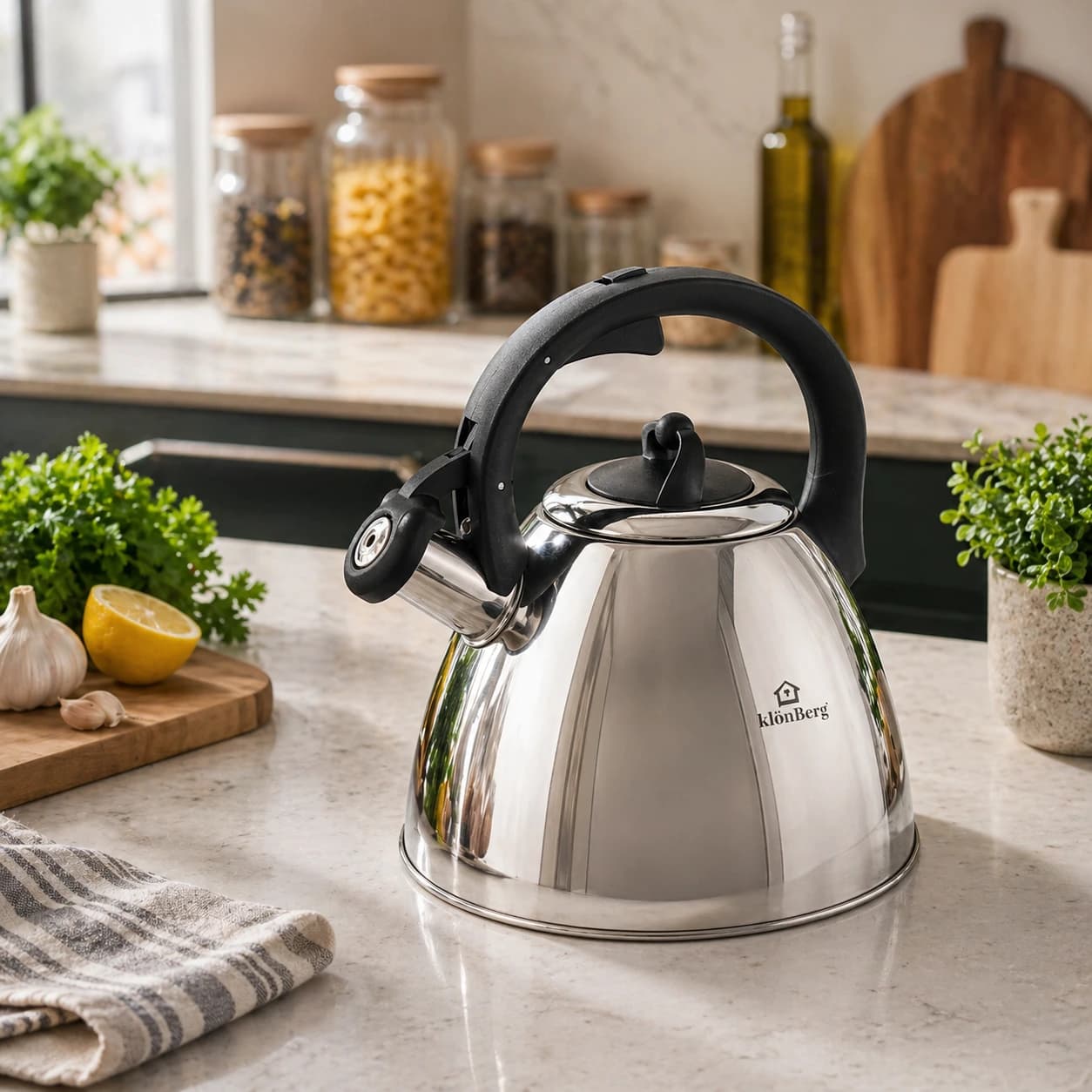 products.photoOf Stainless Steel Whistling Kettle 3.0L Silver Finish Induction Compatible KB-6643