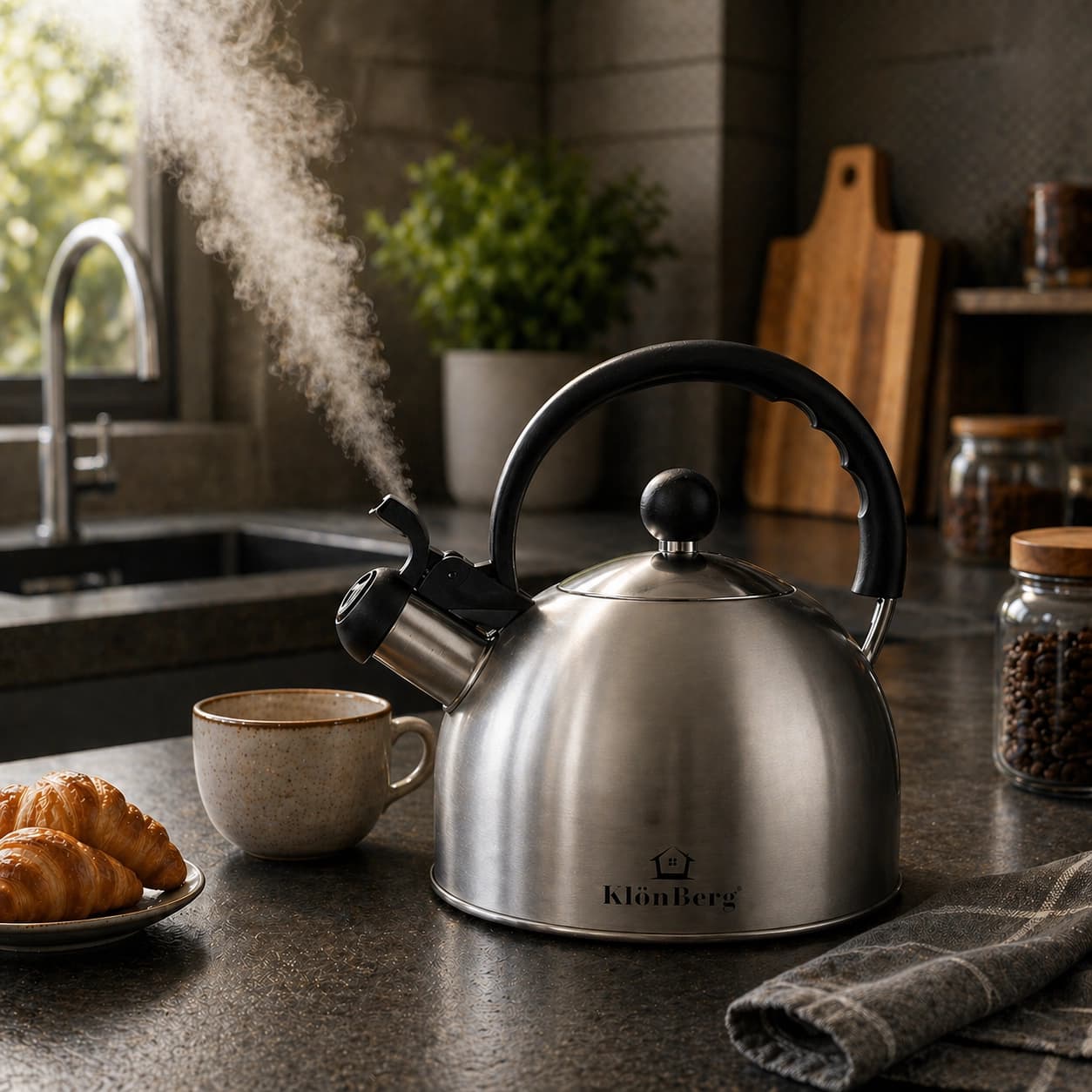 products.photoOf Whistling Kettle 2.0L Stainless Steel Induction KlonBerg KB-1002