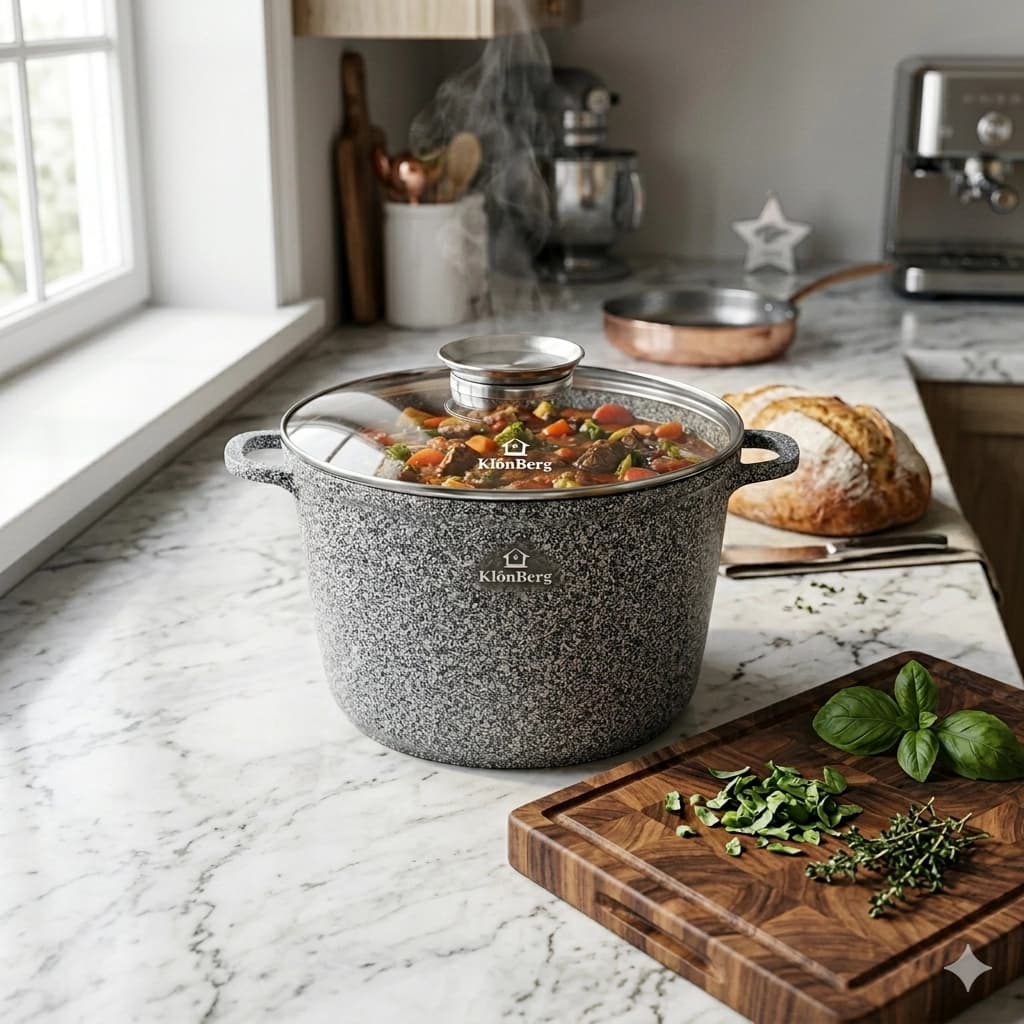 products.photoOf Ceramic Marble Nonstick Deep Pot 28cm 11L KlonBerg KB-3909