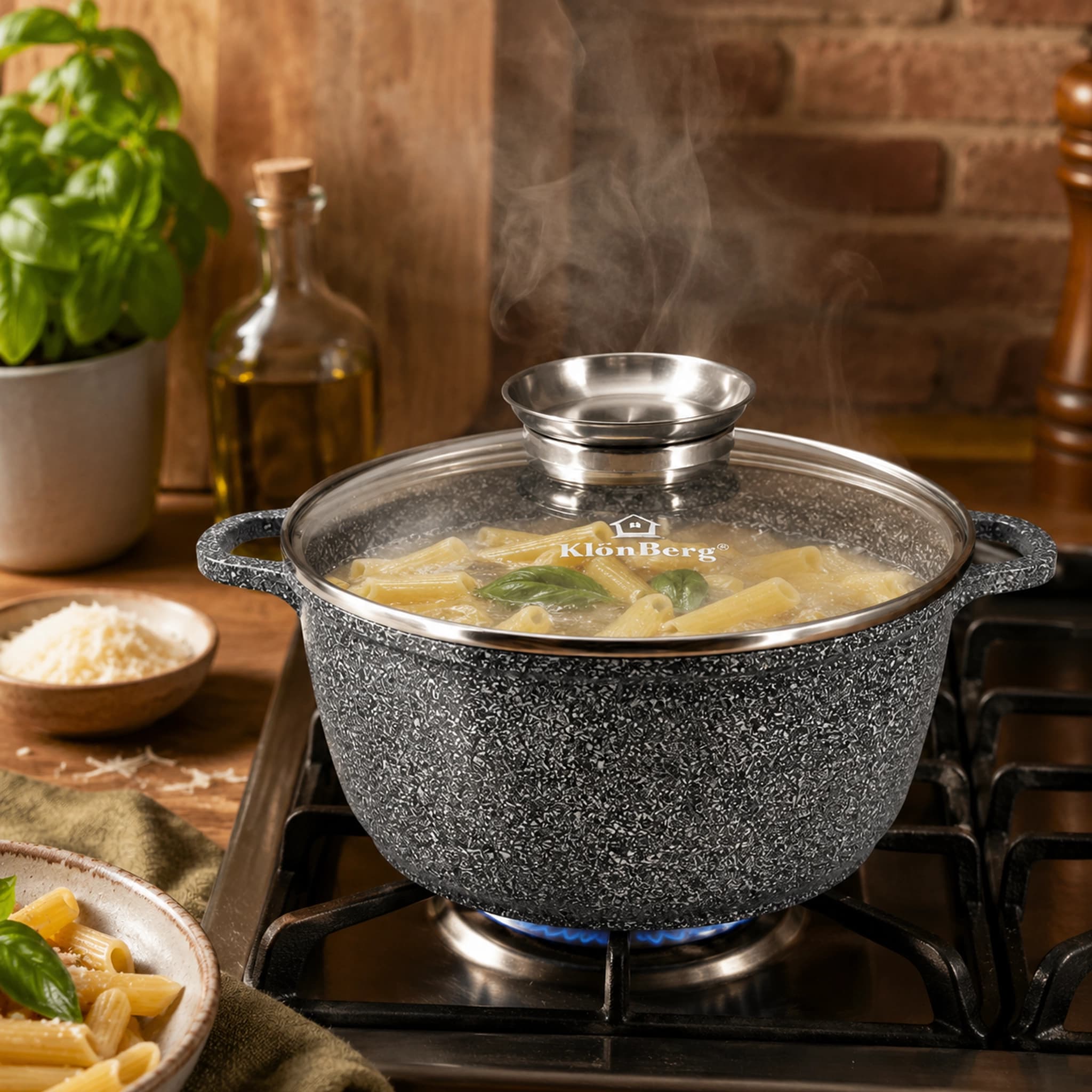 products.photoOf Ceramic Marble Soup Pot 1.3L Induction Cooking Pot 16cm KlonBerg KB-3901