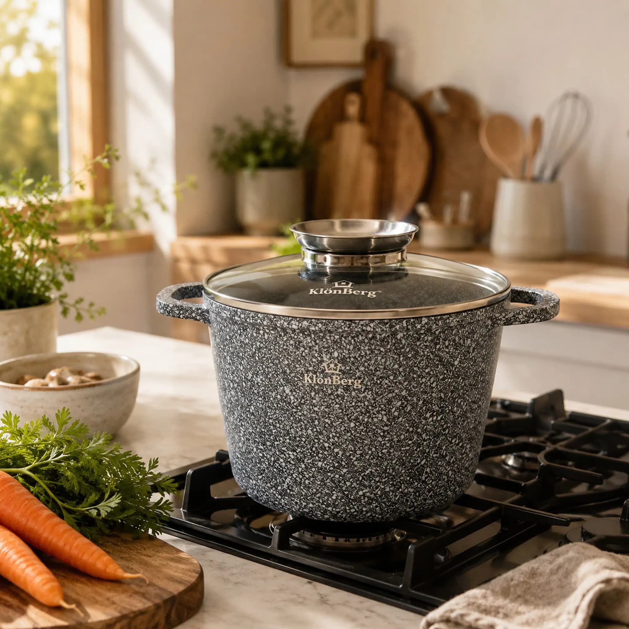 products.photoOf Ceramic Marble 14L Deep Pot 32CM with Lid Induction Safe KB-3961