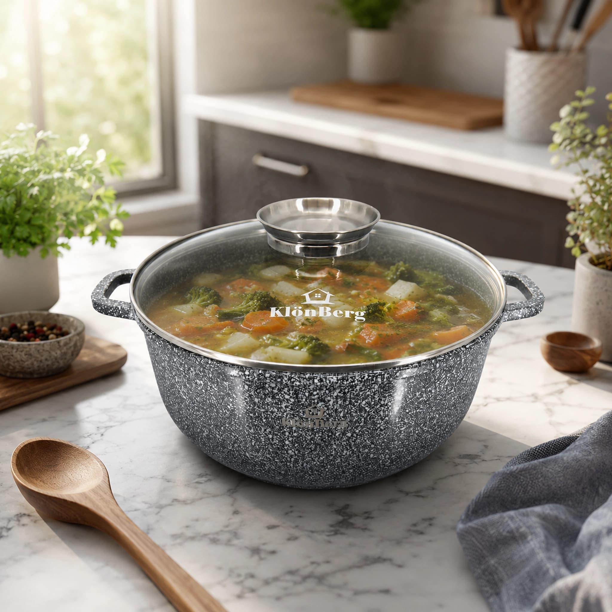 products.photoOf Ceramic Marble Soup Pot 6.5L Induction Cooking Pot 28cm KlonBerg KB-3907