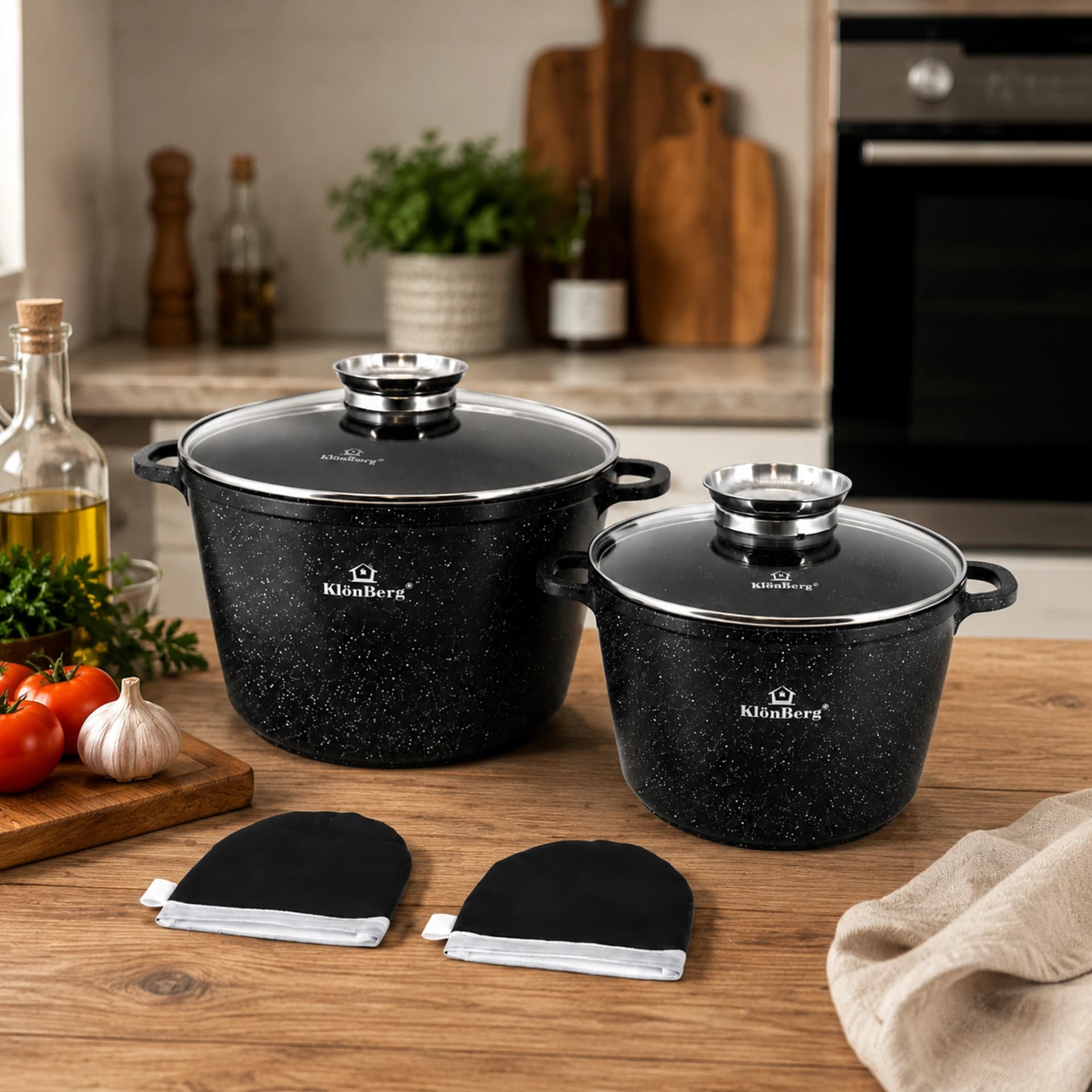 products.photoOf Ceramic Marble Non-Stick Deep Casserole Set 4 Pcs KlonBerg with Glass Lid KB-4010