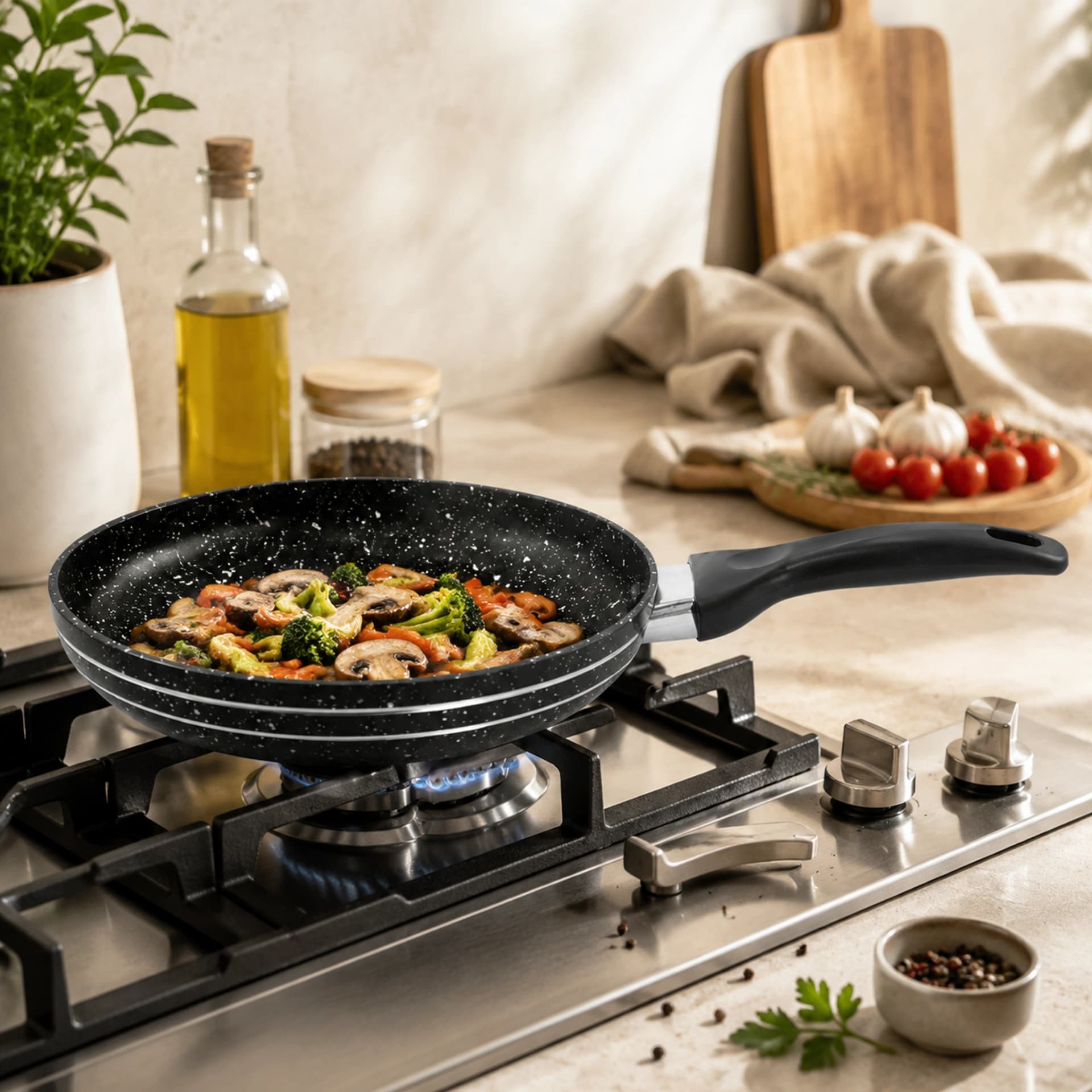 products.photoOf Frying Pan 16cm Marble Non-Stick Coating Pressed Aluminum Induction Compatible KB-8801
