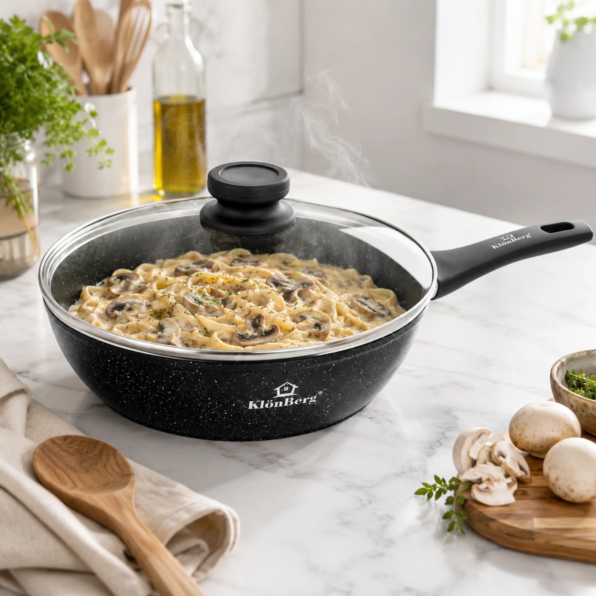 products.photoOf Marble Non-Stick Frying Pan 20cm with Lid Induction KB-8612 KlonBerg