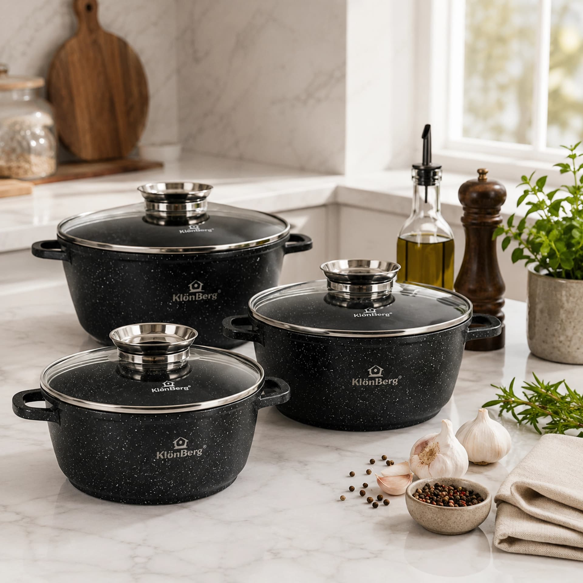 products.photoOf Ceramic Marble Cookware Set 6pcs Non Stick Pots KB-4062