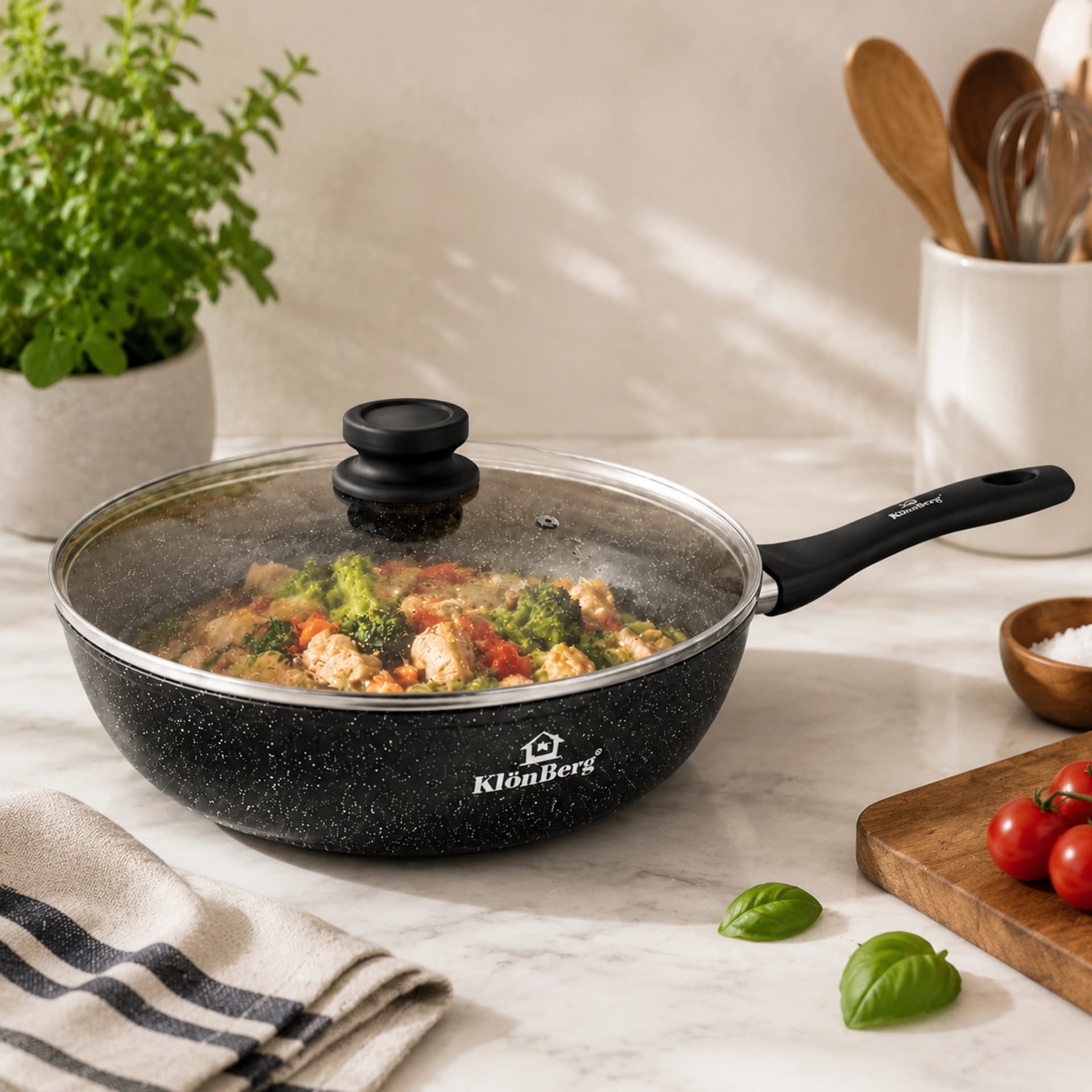 products.photoOf Marble Non Stick Fry Pan 28cm with Lid KB 8616