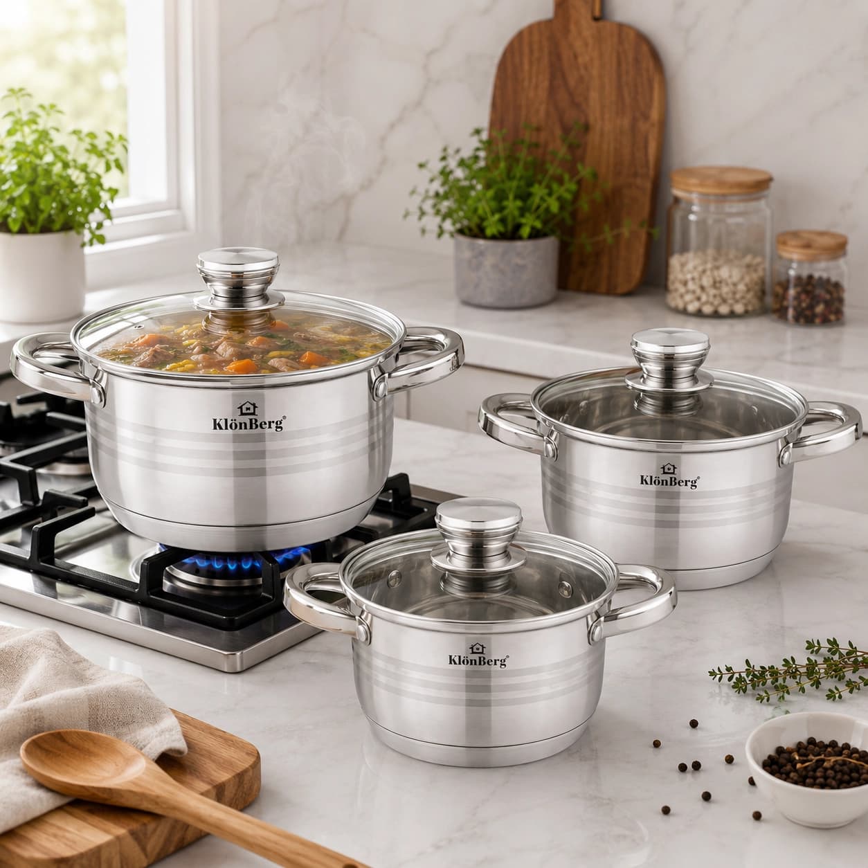products.photoOf Stainless Steel Cookware Set 6 Piece 9-Layer Base KB-3032