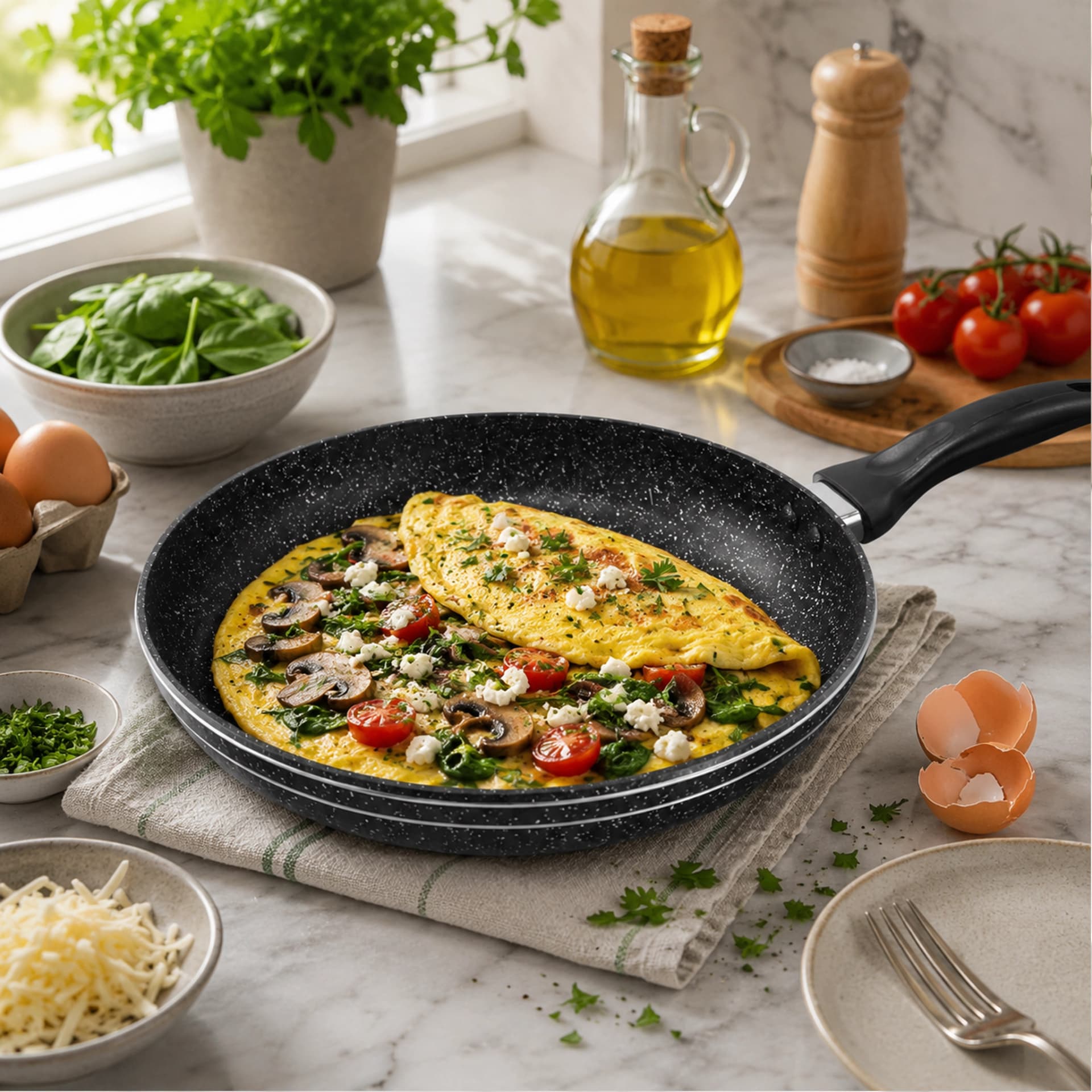 products.photoOf Frying Pan 20CM Non-Stick Marble Coating Induction Compatible KB-8803