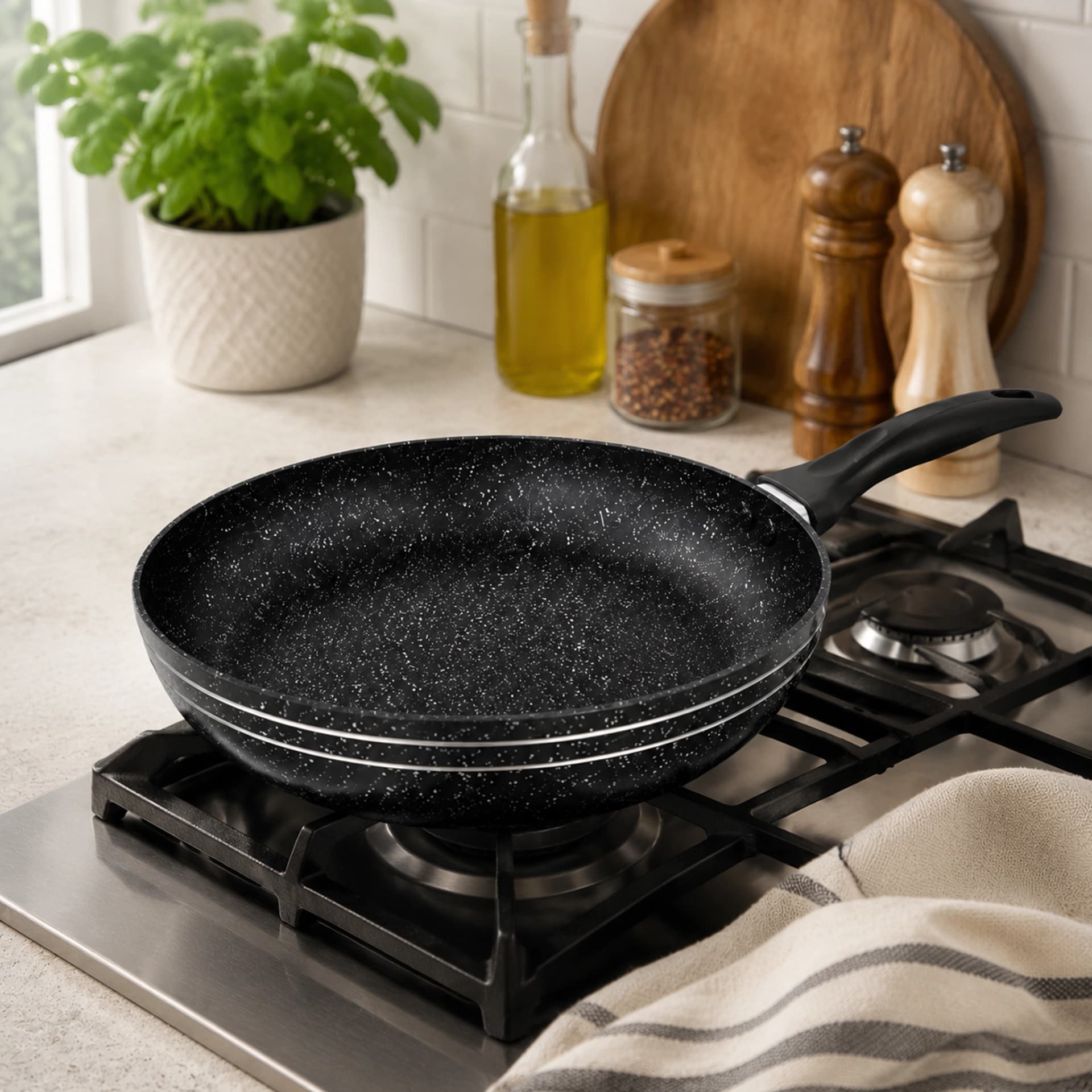 products.photoOf Marble Coating Non Stick Frying Pan 30cm PFOA Free Aluminum Induction Gas KB-8808