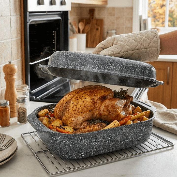 products.photoOf Roaster Pan 34CM Ceramic Marble Non-Stick Aluminium KB-3934