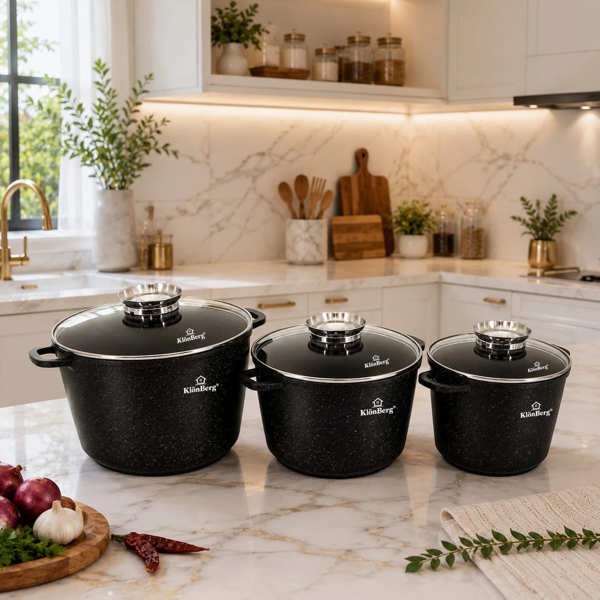 products.photoOf Ceramic Marble Cookware Set 6 pcs Non Stick Pot Set - KB-4067